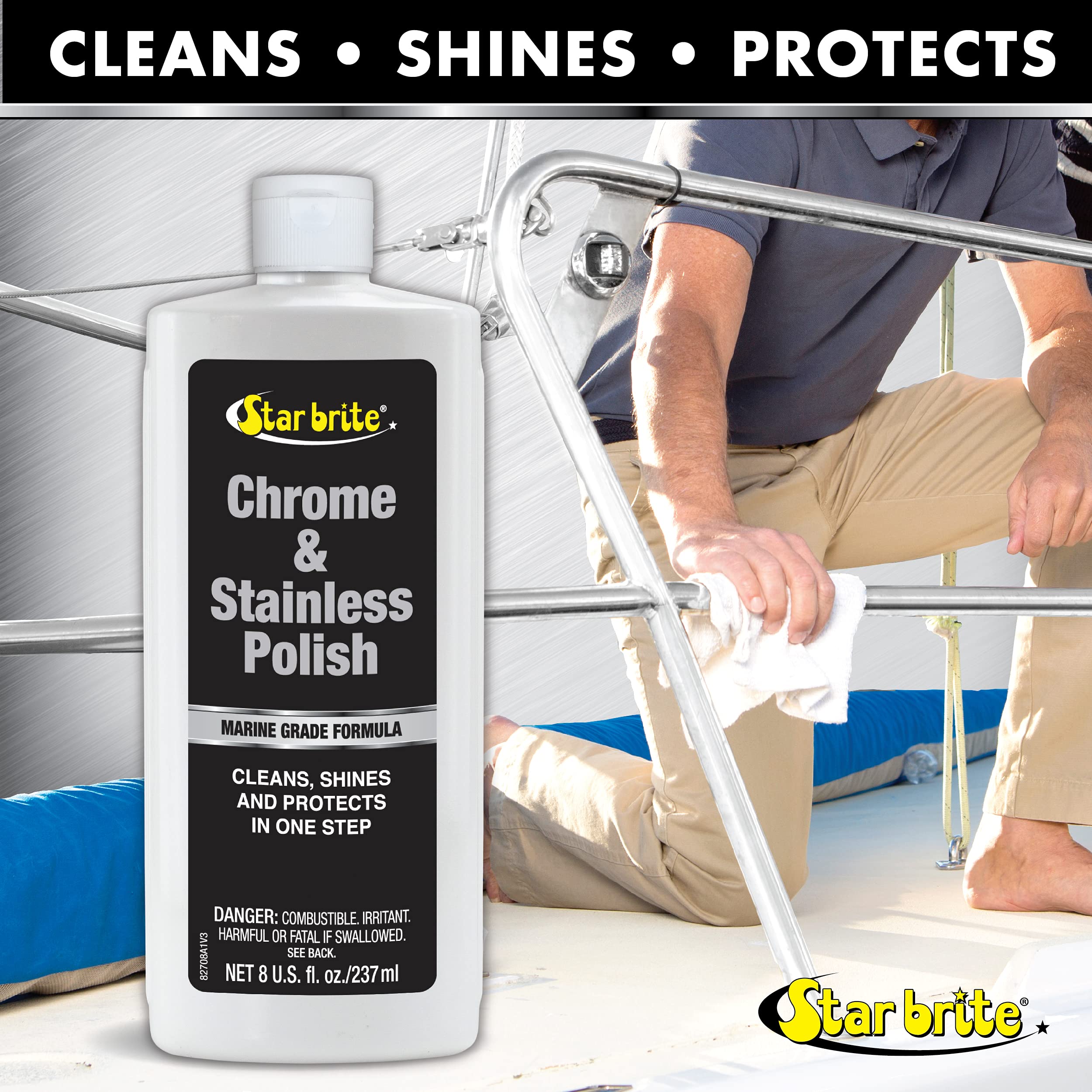 Chrome & Stainless Polish STAR BRITE - Marine Grade Formula Protects Against Pitting, Salt Deposits, Staining & Rust on Chrome, Stainless Steel, Copper, Tin & Brass (082708)