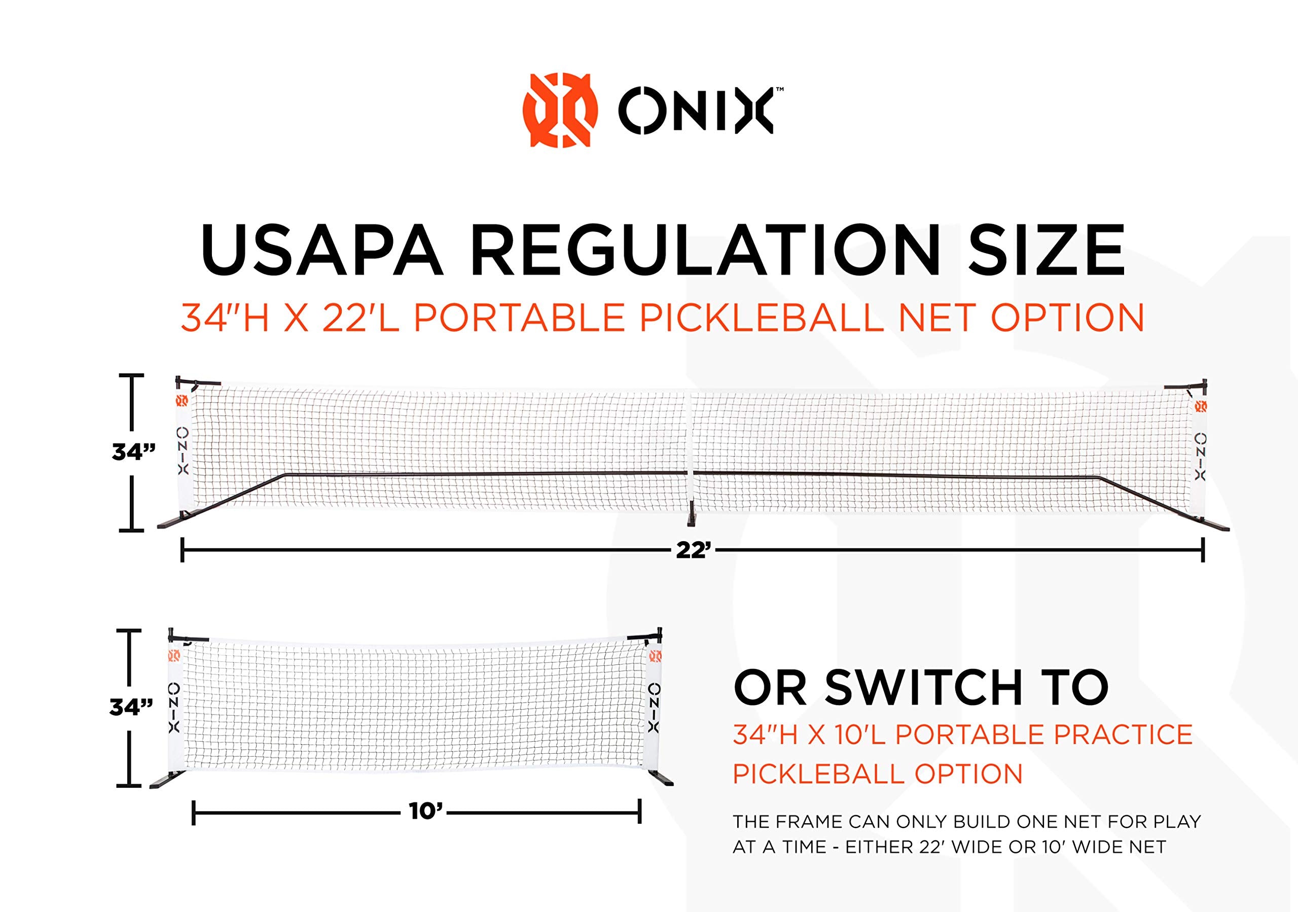 Onix 2-in-1 Portable Pickleball Net and Regulation-Size Practice Net Set Includes Carrying Case with Wheels, White