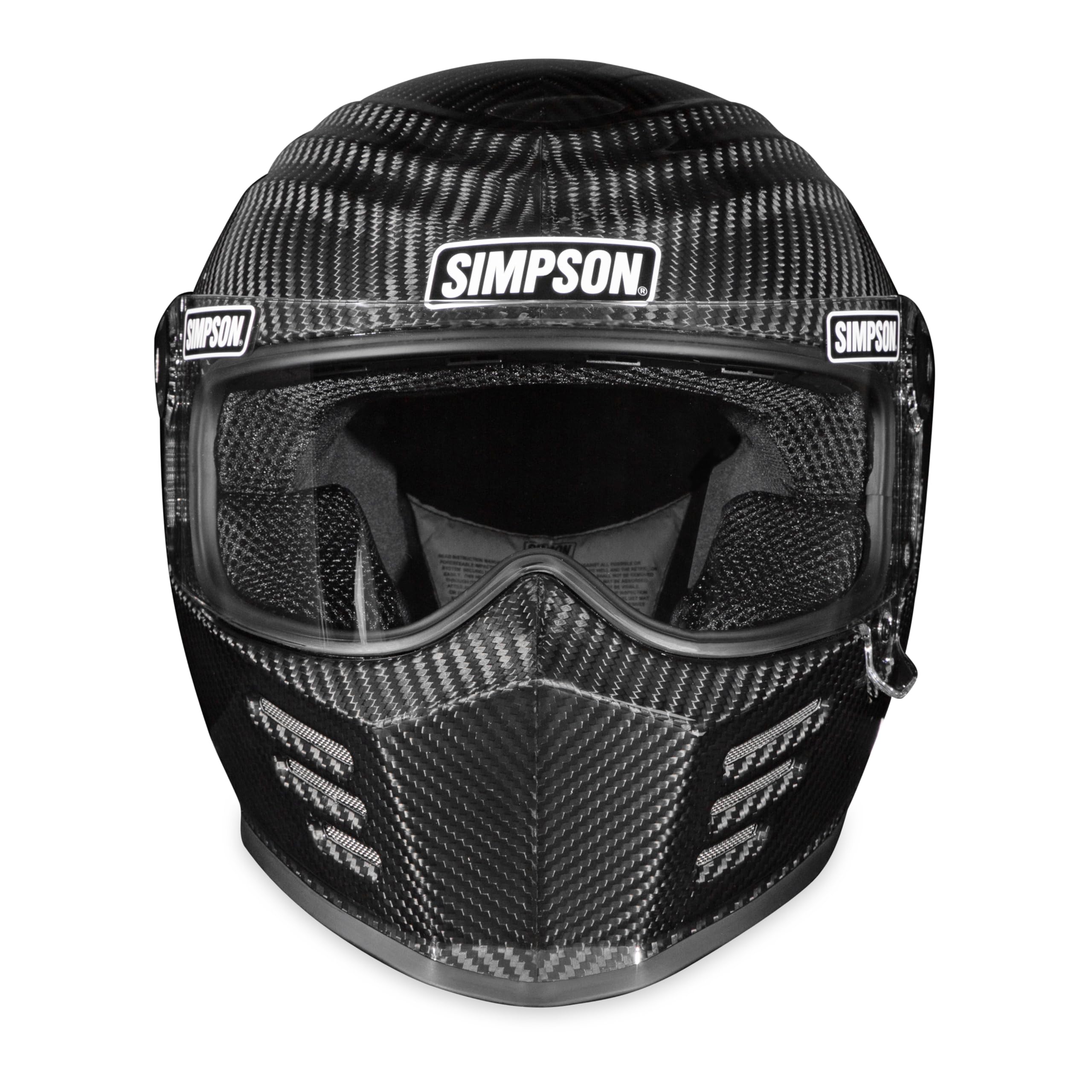 Outlaw Bandit 3 Simpson Motorcycle Helmet - Carbon Fiber - 2XL | Full Face with Clear 4 Position Racheting Visor Shield | Lightweight | Vented | DOT/Snell M2020 Approved for Street & Track (OB3C2X)
