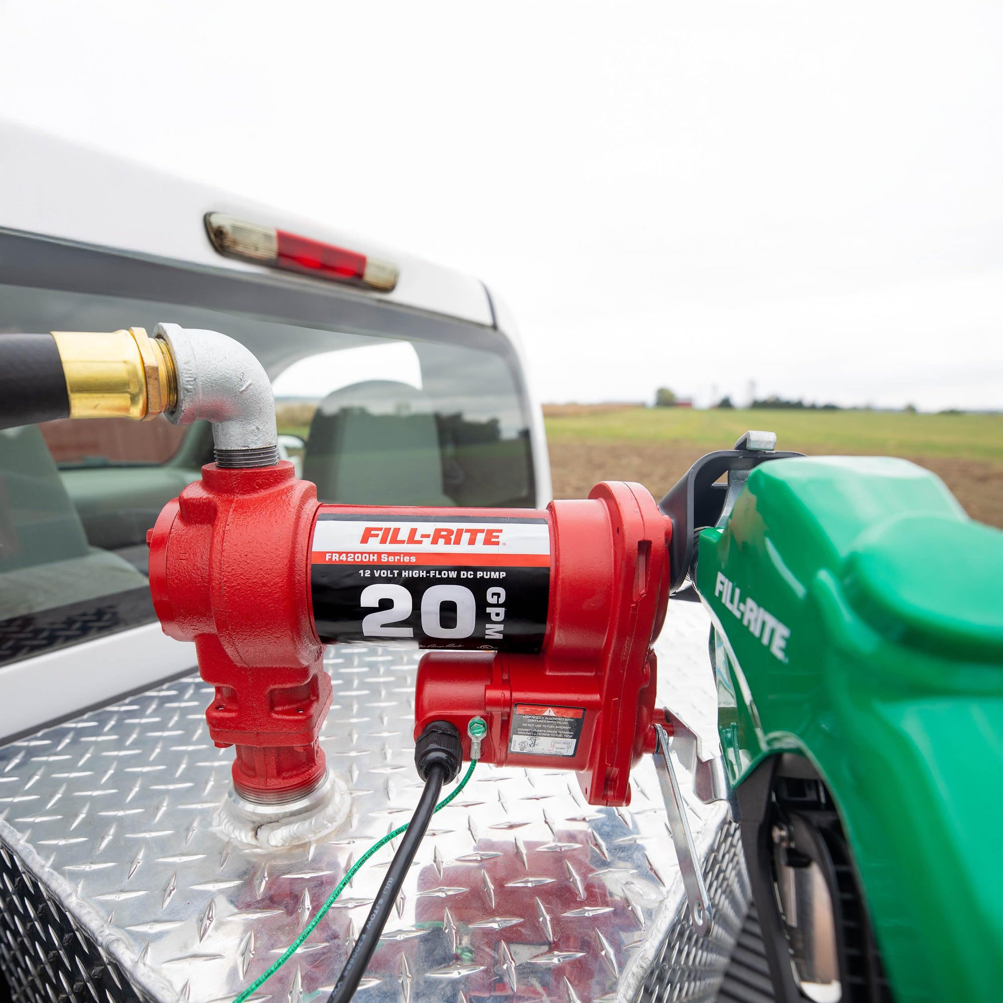 Fill-Rite 12V FR4210HD Fuel Transfer Pump with Discharge Hose & Automatic Nozzle, Green | Gasoline, Diesel, Kerosene, Ethanol & Methanol Blends & Biodiesel