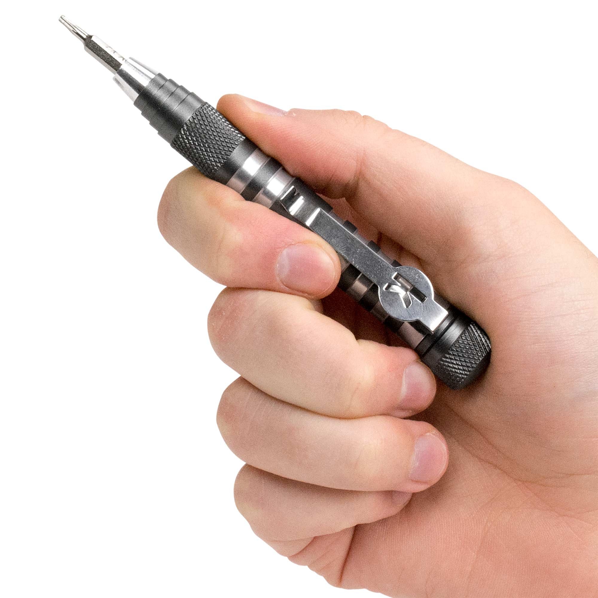 TX-Tool Kershaw (TXTOOL); 4.8 In. Single-Position Multifunction Magnetic Bit Driver; Includes T-6, T-8, T-10, #2 Phillips and Slotted Screwdriver Bit; 1.1 oz., Black