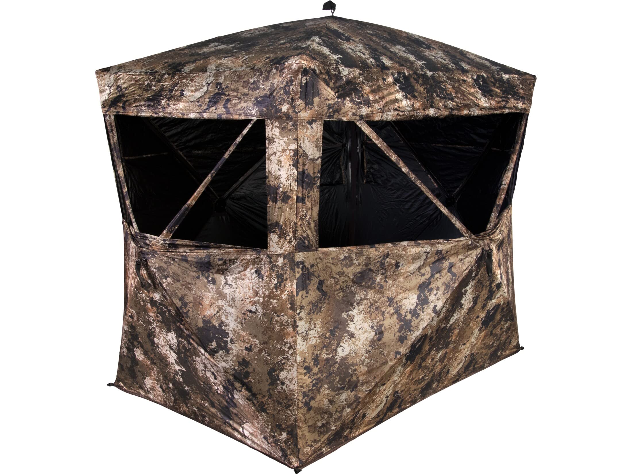 Muddy Whitetail Deer Hunting Buck Full Dual Zip Side Hinged Opening Concealment Camo Pattern Standing Height 67" Garage Ground Blind