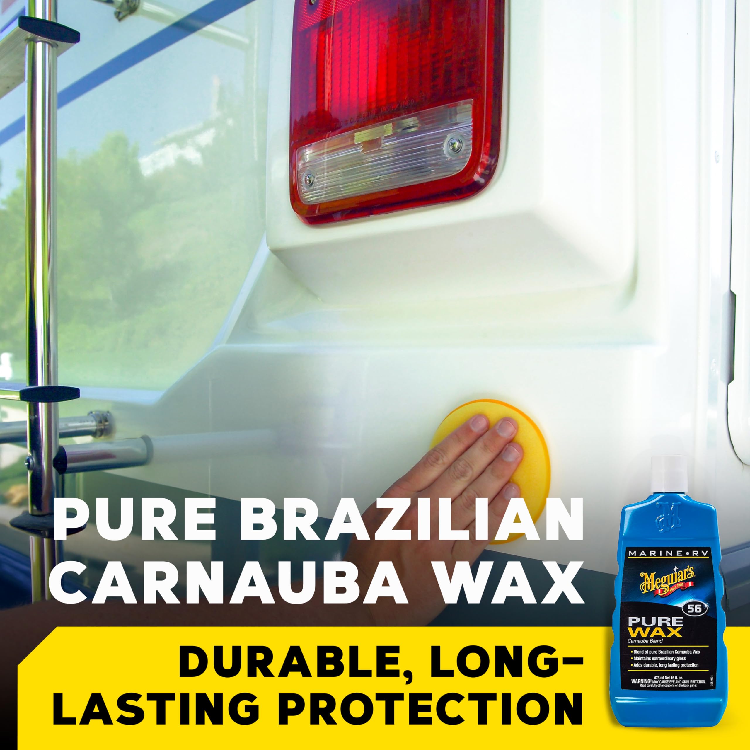 Marine/RV Meguiar's M5616 Pure Wax Carnauba Blend, Long-Lasting Liquid Wax for Protecting Gel Coat, Fiberglass, and Painted Marine/RV Finishes, 16 Oz Bottle