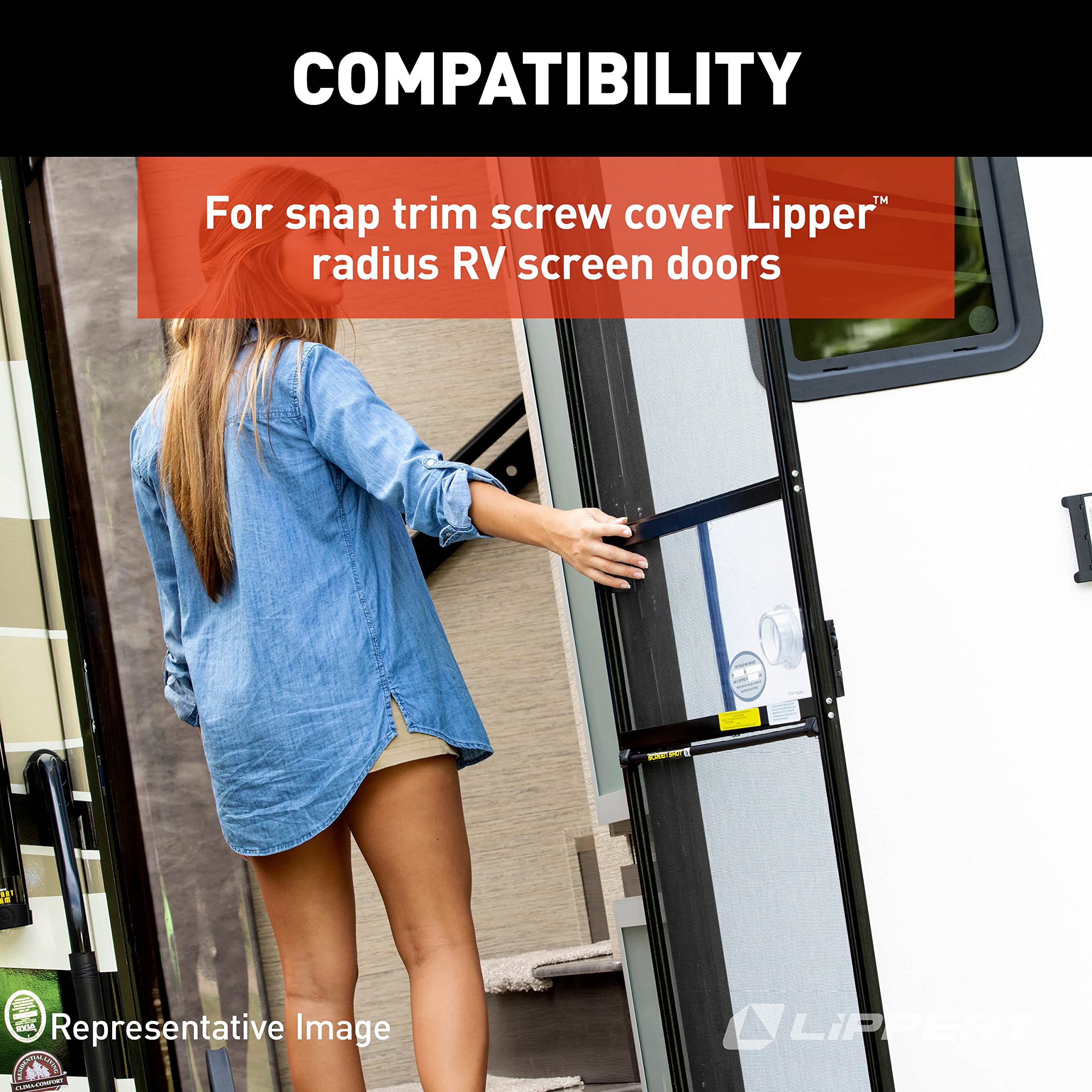 76" Lippert Replacement Snap Trim Screw Cover for Radius Screen Door on 5th Wheel RVs, Travel Trailers and Motorhomes - 326192