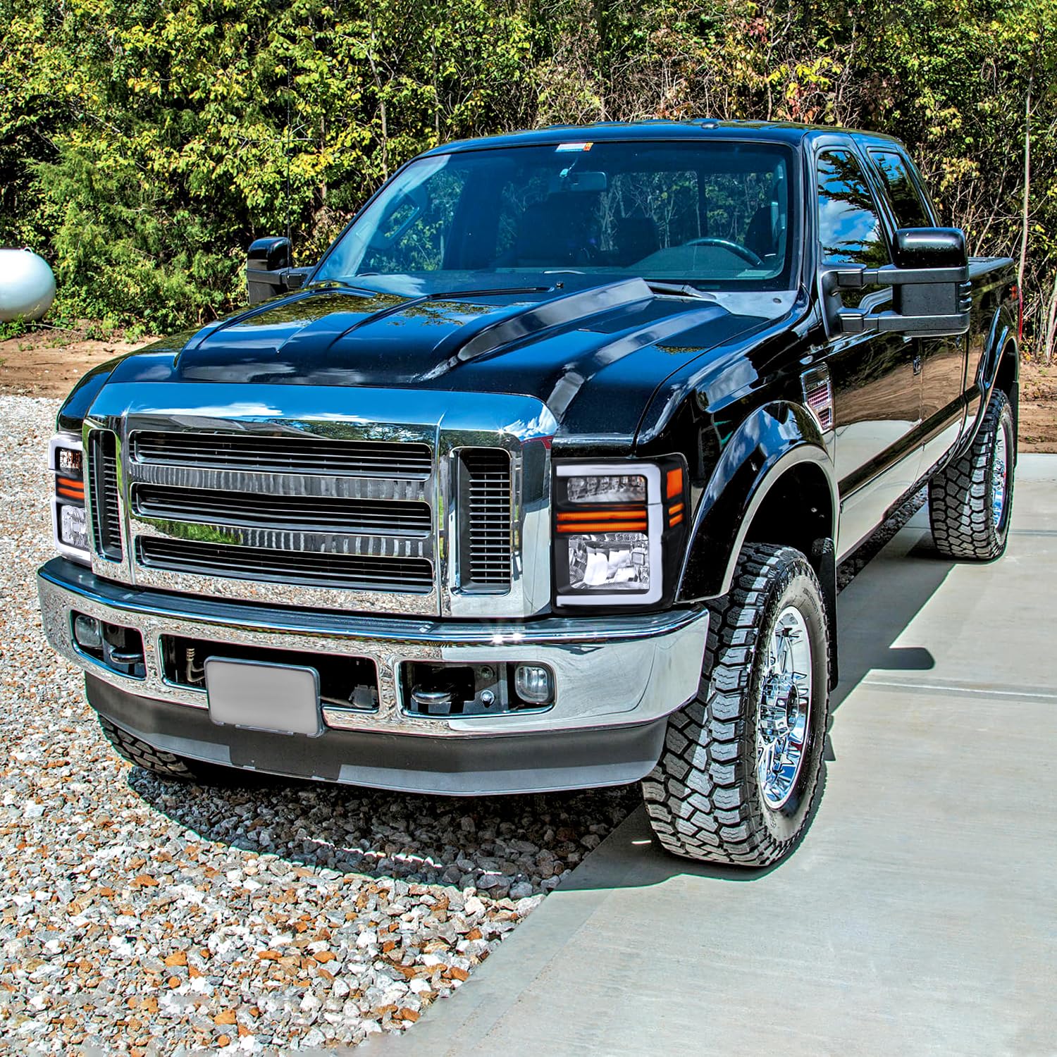 Black SPEC-D TUNING Factory Style Headlights with Sequential LED Turn Signal Compatible with 2008-2010 Ford F-250, F-350, F-450, F-550 Super Duty, Left + Right Pair Headlamps Assembly