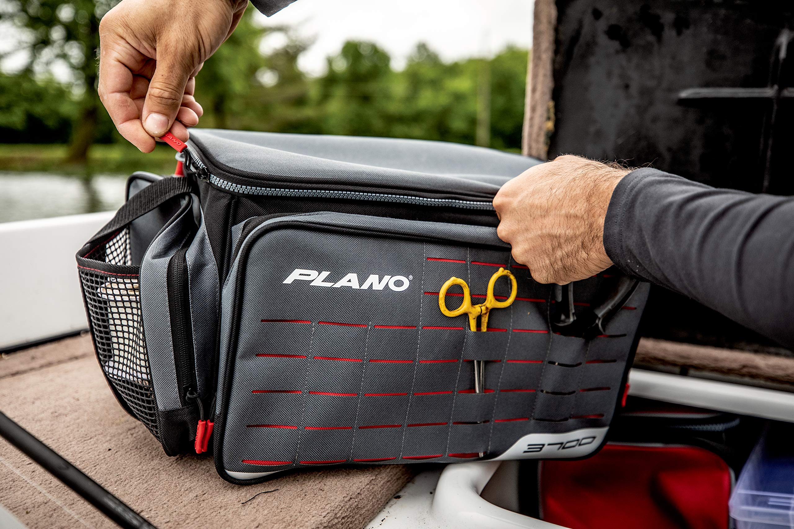 Plano 3700 Weekend Series Tackle Case, Large, Gray Fabric, Includes 2 Stowaway Utility Storage Boxes for Fishing Baits & Lures, Premium Soft Fishing Storage