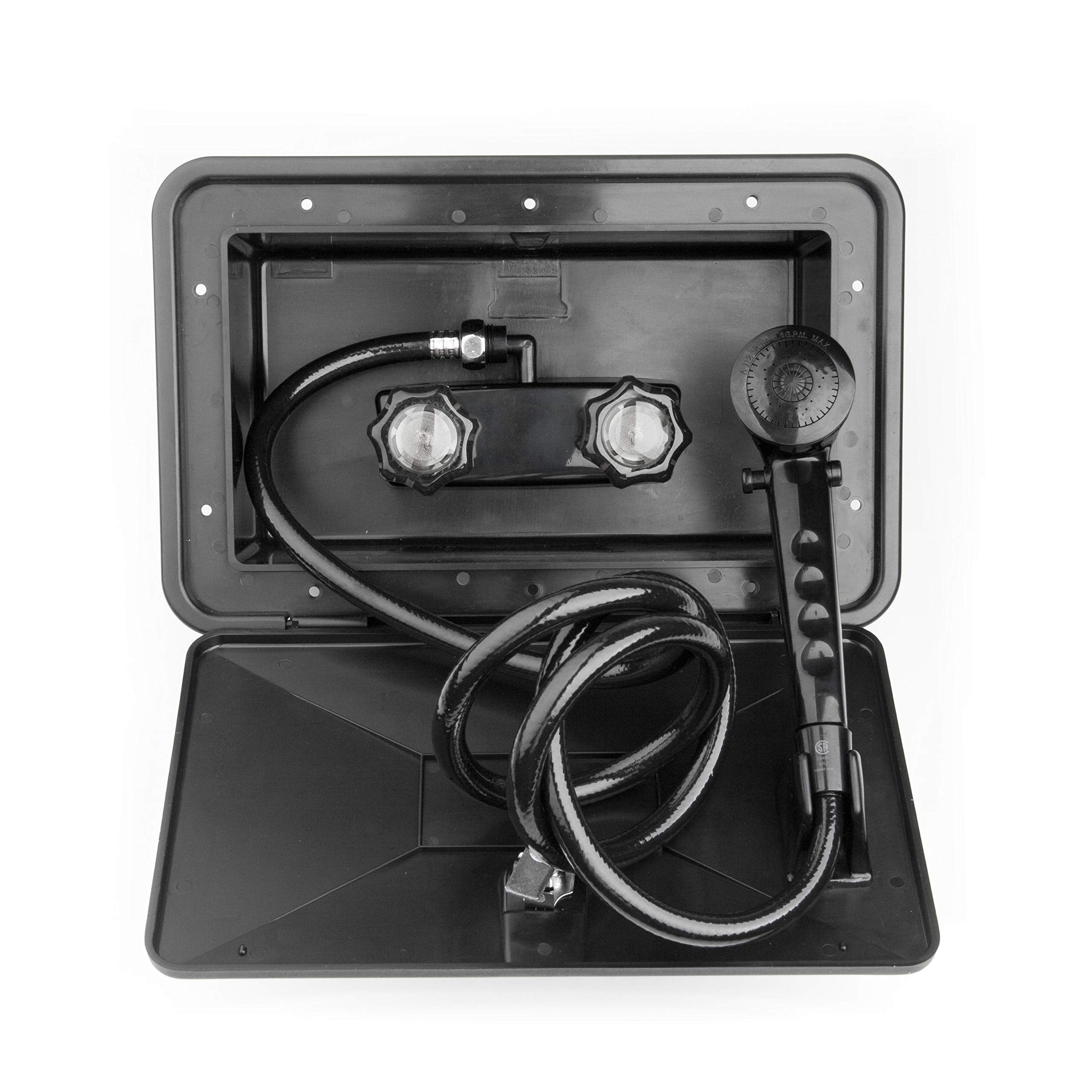 Dura Faucet RV Weatherproof DF-SA170-BK Exterior Shower Box Kit - Lock and Key (Black)