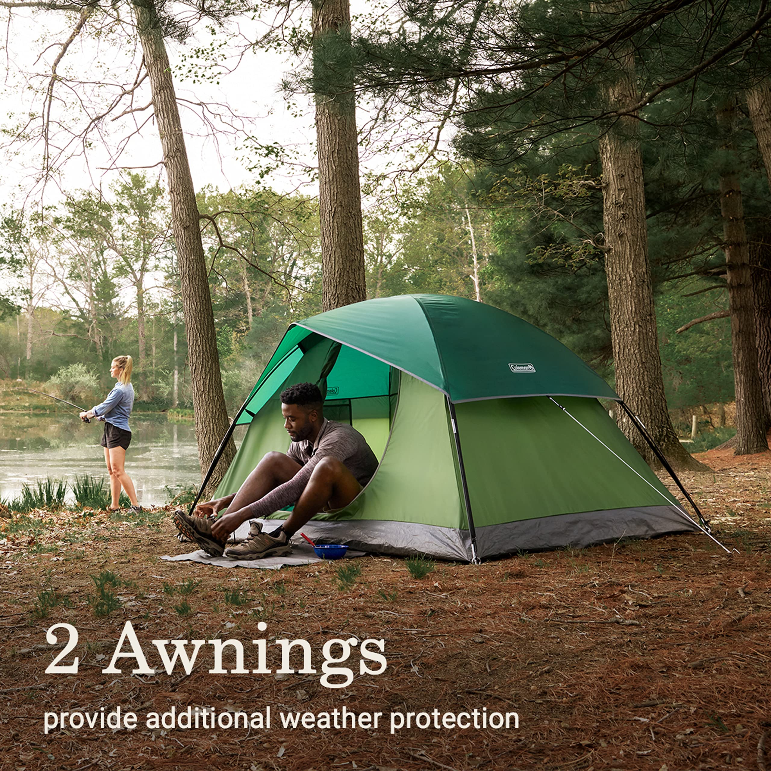 Sundome Coleman 2-Person Tent with Rainfly, Weatherproof Tent Sets Up in 10 Mins