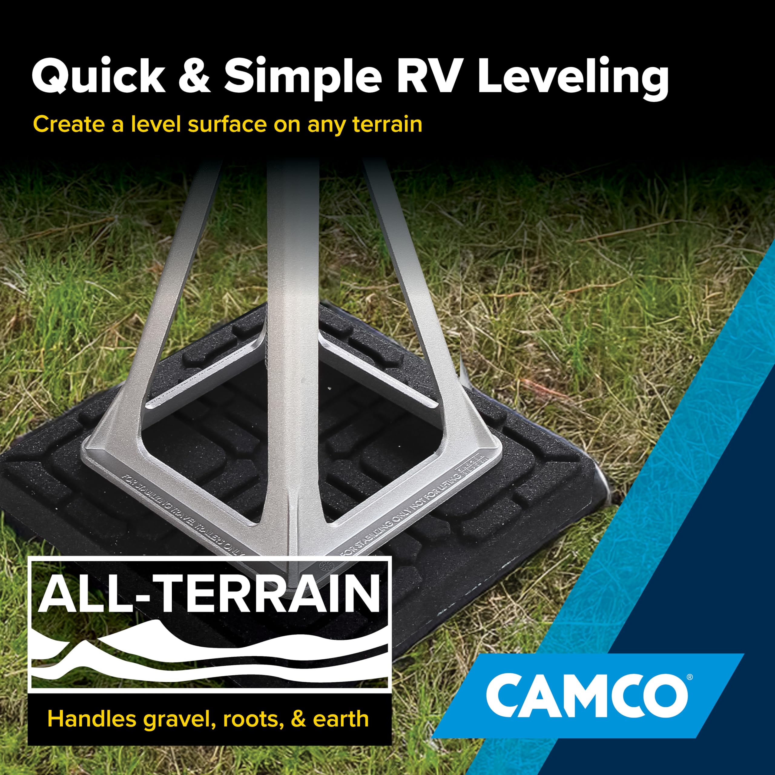 Camco RV Universal Flex Pads for Leveling Blocks - Prevents Sinking of RV Jacks & Stabilizers Into Soft Ground - RV Leveling Made Easy - Blocks Measure 8 1/2" x 8 1/2" (44600)