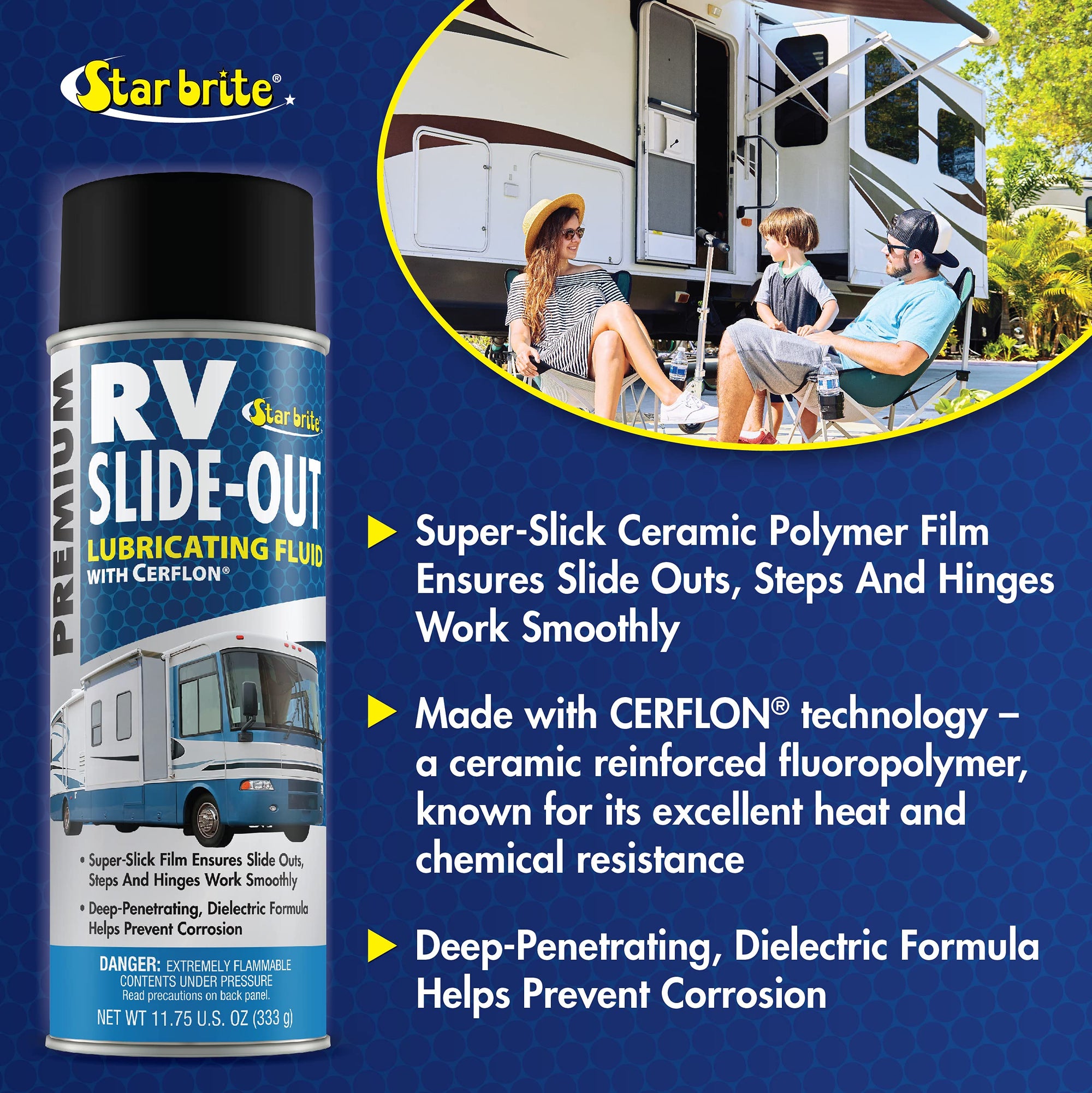 RV Slide-Out Lubricating Fluid with Cerflon - STAR BRITE Ultra-Slick, Deep-Penetrating, Corrosion Preventive Spray for RV Slide Outs (078212)