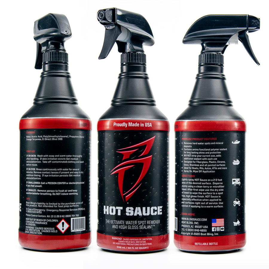 Boat Bling Hot Sauce HS-0128 Hard Water Spot Remover, Gallon Refill, for Boats, RVs, Powersport Vehicles and More, Black, 1 Gallon
