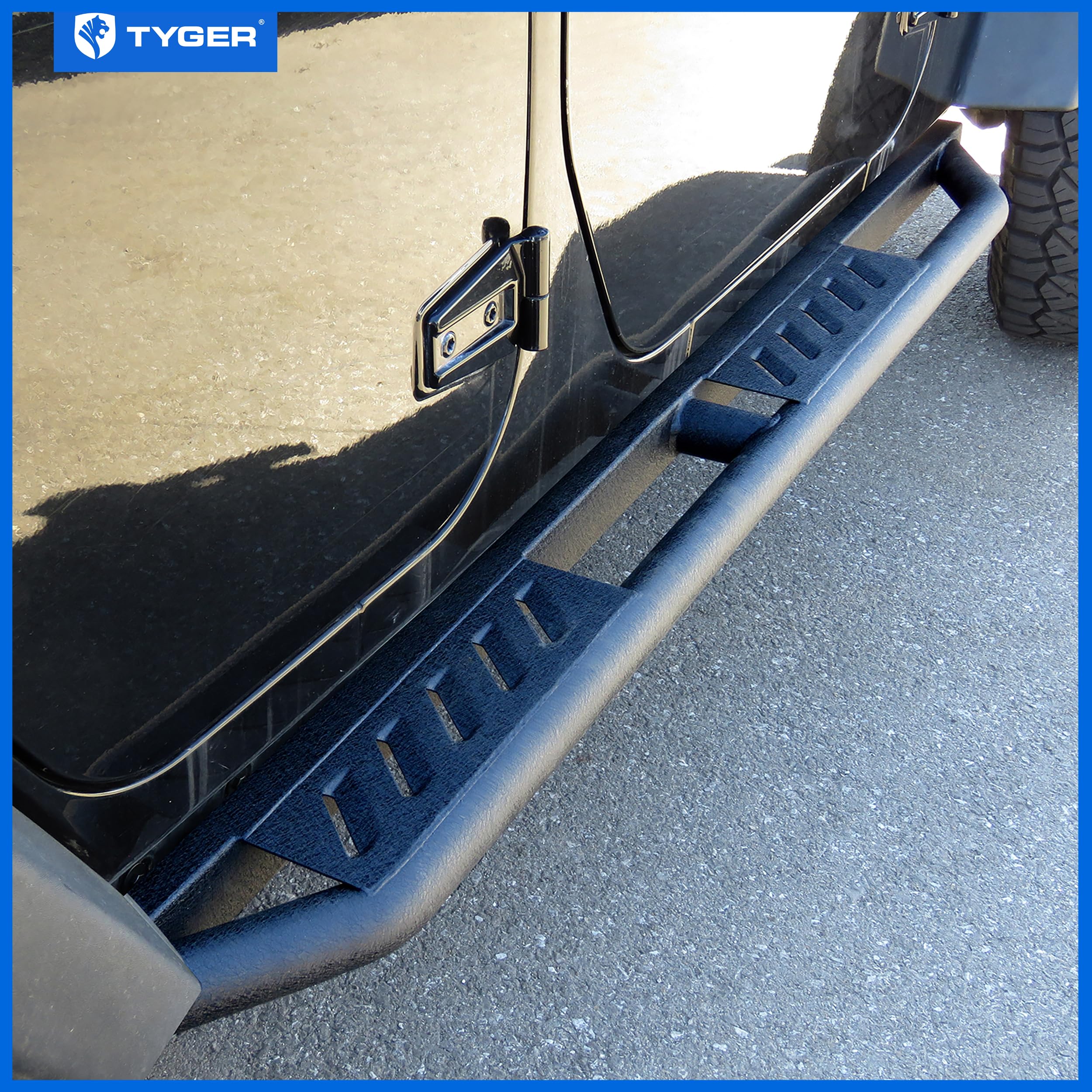 Tyger Auto Trax Side Steps 2007-2018 Compatible with Jeep Wrangler JK 4-Door (Exclude JL) | TG-TX7J27608 | Textured Black Drop Step Rail Running Board