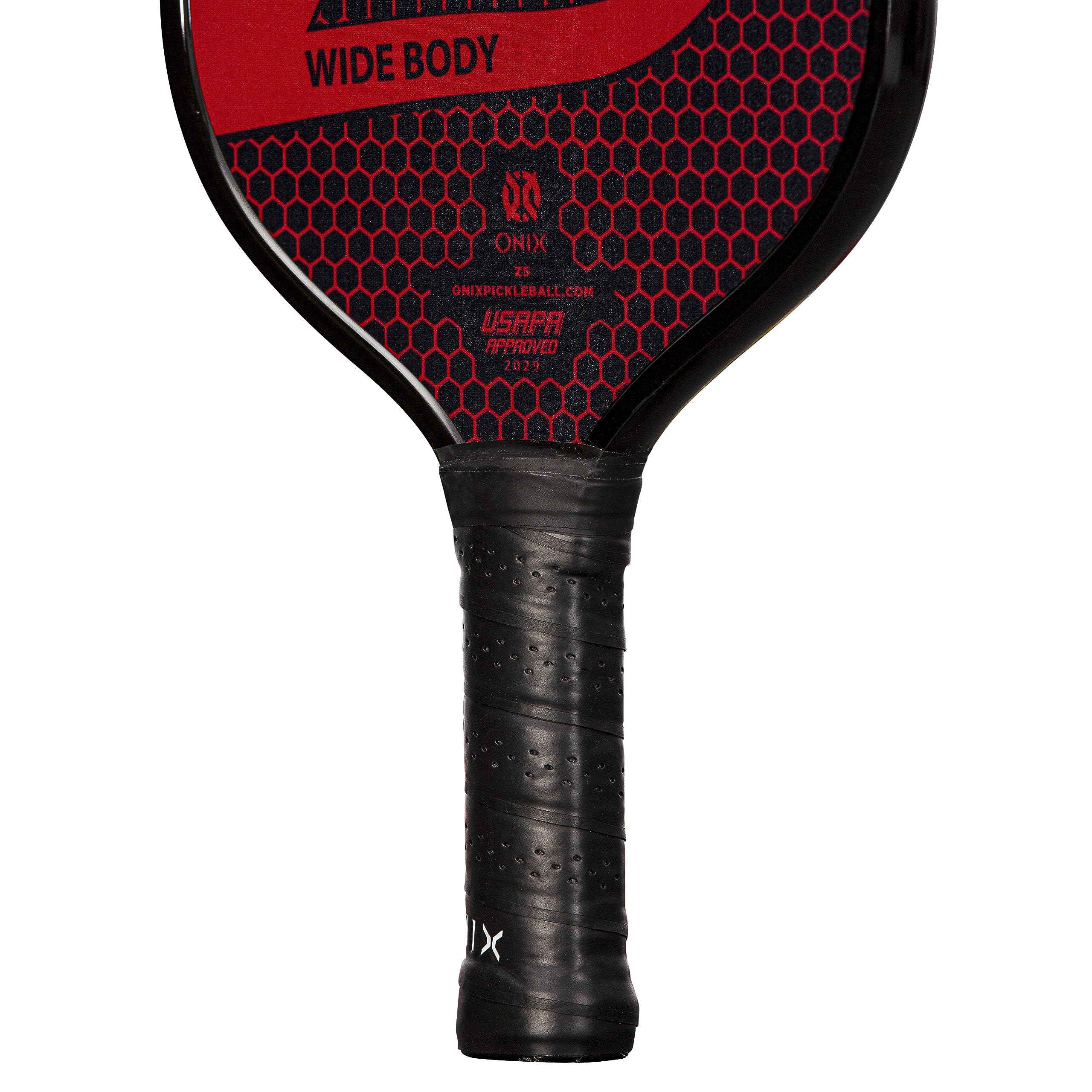 Graphite ONIX Z5 Pickleball Paddle (Graphite Carbon Fiber Face with Rough Texture Surface, Cushion Comfort Grip and Nomex Honeycomb Core for Touch, Control, and Power), Red