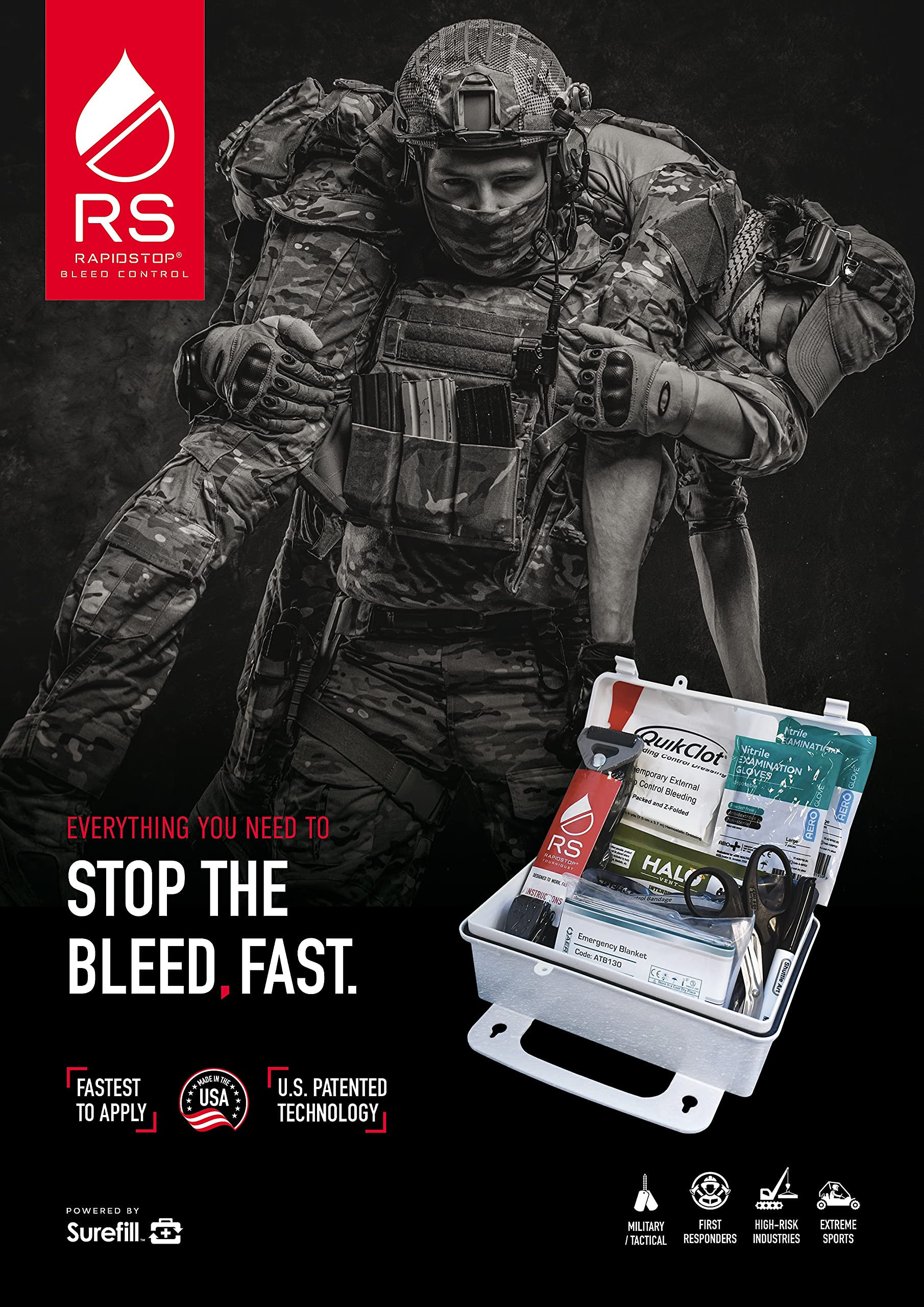 Aero Healthcare Advanced Bleed Control RAPIDSTOP Tourniquet Kit - EMS, RSK501E