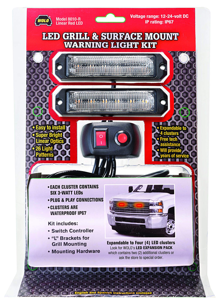 Wolo LED Grill & Surface Mount 8010-R Warning Light, Red