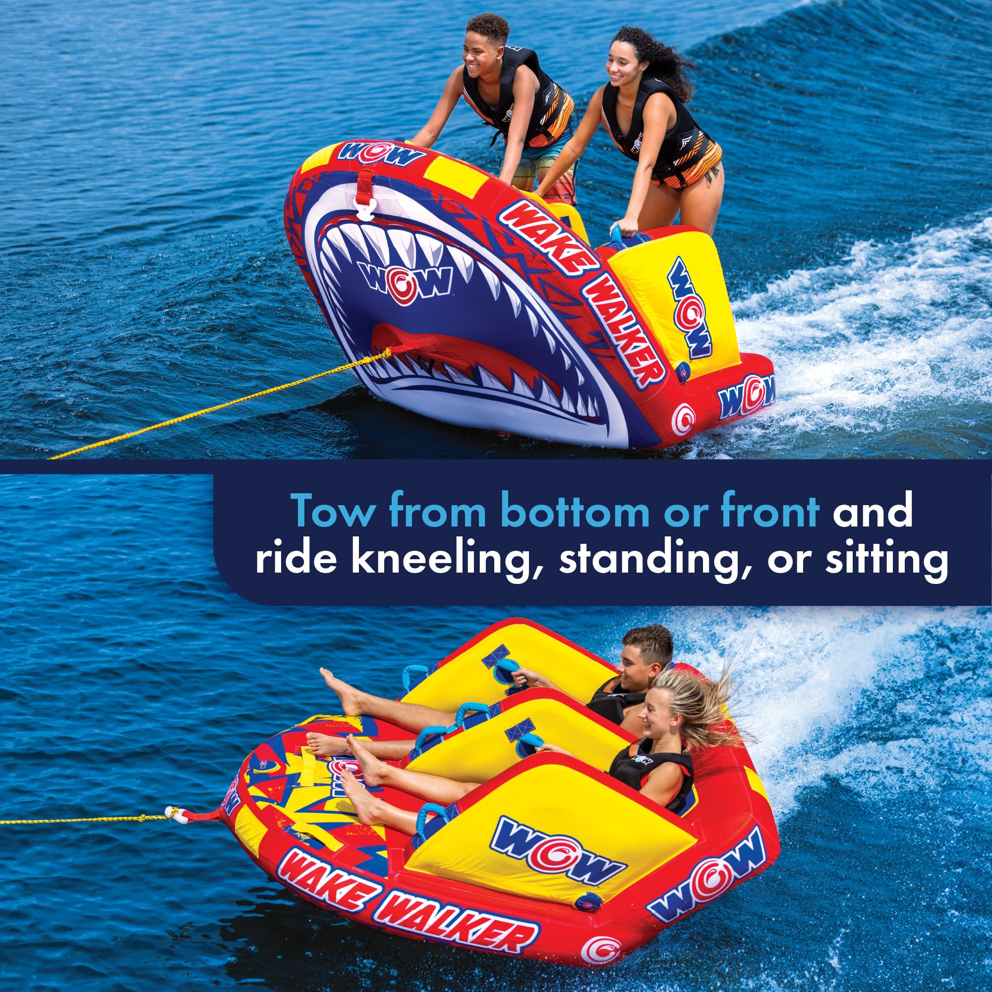 Wake Walker WOW Sports Towable Tube for Boating - 2 Person Towable - Durable Tubes for Boating