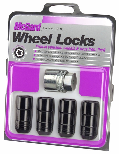 Black McGard 24144 (9/16"-18 Thread Size) Cone Seat Wheel Lock, 4 Locks / 1 Key