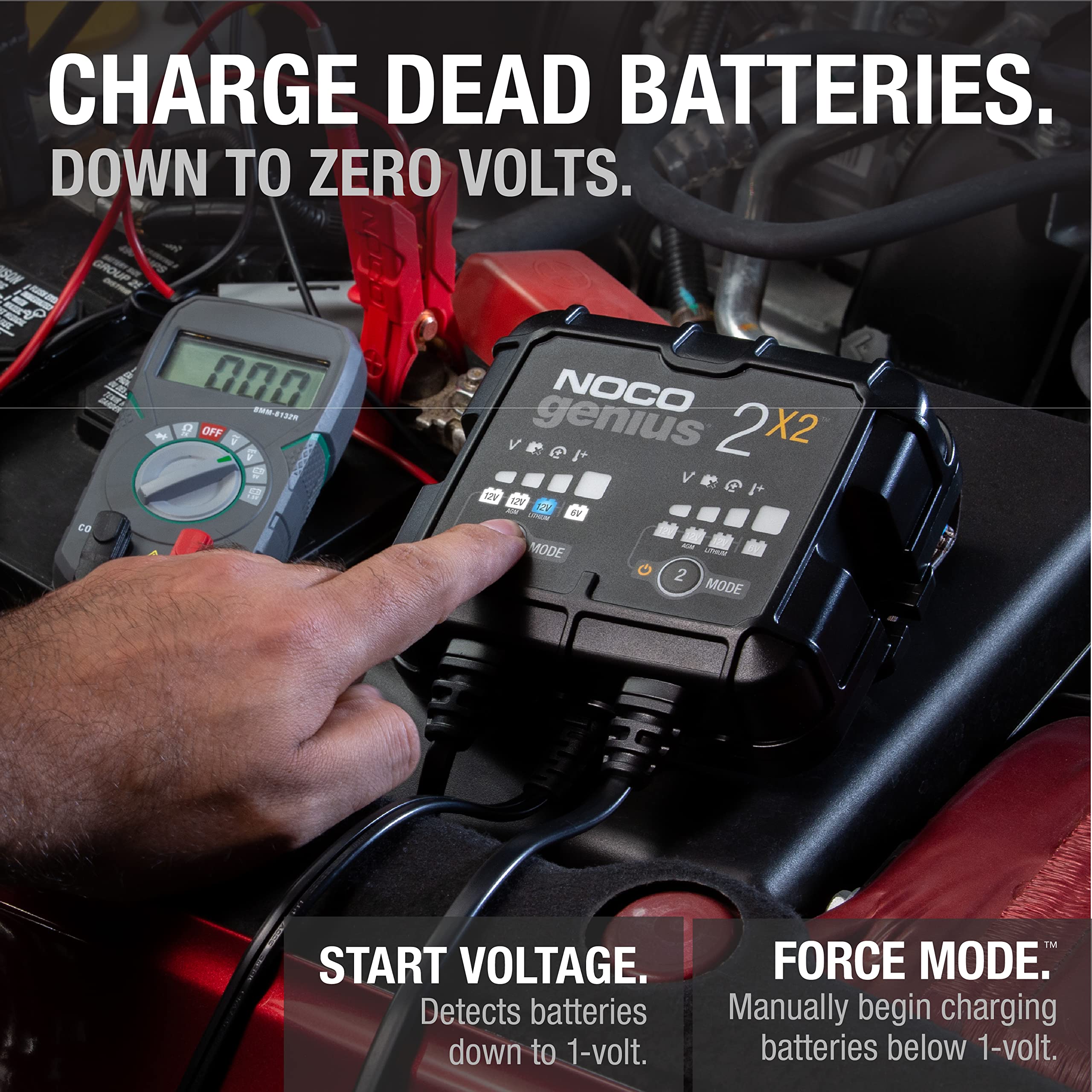 GENIUS2X2 NOCO: 4A 2-Bank Smart Battery Charger (2A/Bank) - 6V/12V Automatic Maintainer, Trickle Charger & Desulfator with Overcharge Protection & Temperature Compensation – for Lead-Acid & Lithium