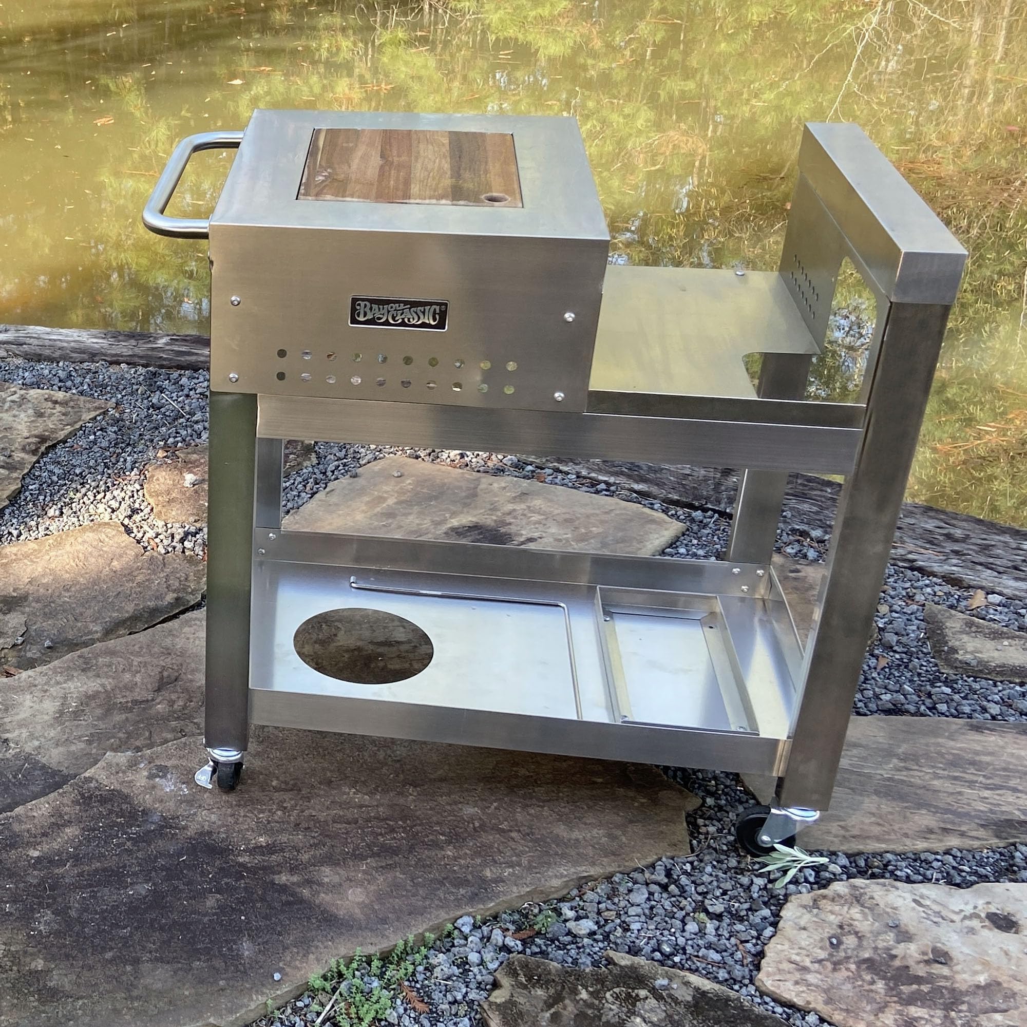 Bayou Classic 700-183 Accessory Workstation Cart Stainless Steel CUSTOM DESIGNED FOR THE 2.5-gal BAYOU® FRYER (Model# 700-725)