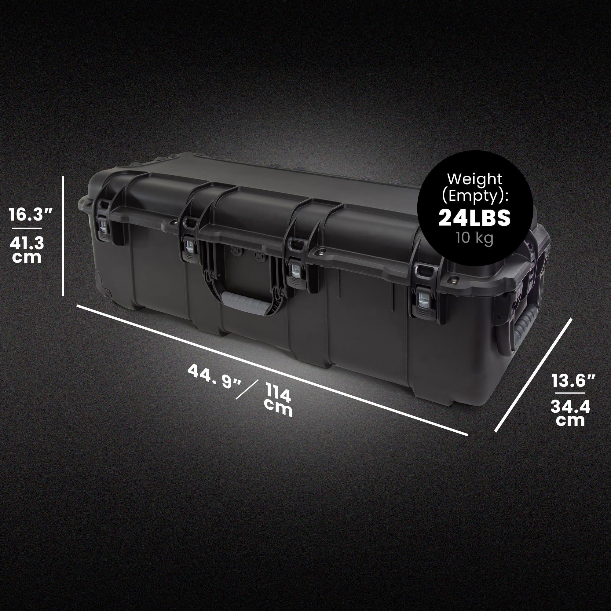 NANUK 988 Hard Case with Wheels 45” & Customizable Foam Insert, IP67 Waterproof & Crushproof, Rugged Construction for Ultimate Protection, Made in Canada – Black (44.9” x 16.3” x 13.6”) (4 UP Black)