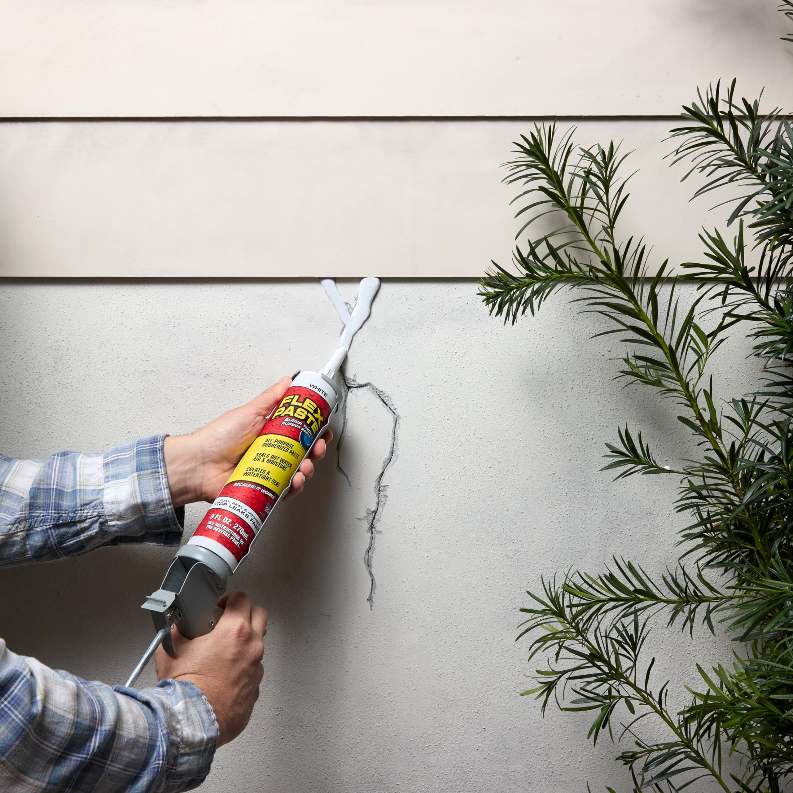 Flex Paste, Paintable Waterproof Putty, Sealant Spackle, Fill Gaps Cracks Holes - Block Out Water and Air - UV Resistant - Walls, Drywall, EPDM, Concrete, Roof, RV Repairs, White, Cartridge