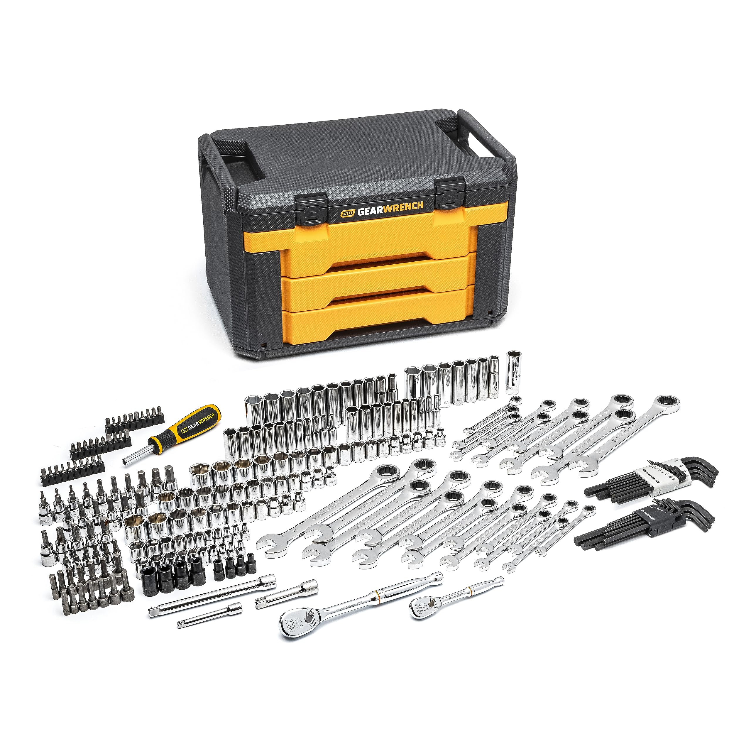 3 Drawer Storage Box GEARWRENCH Mechanics Tool Set, 232 Piece