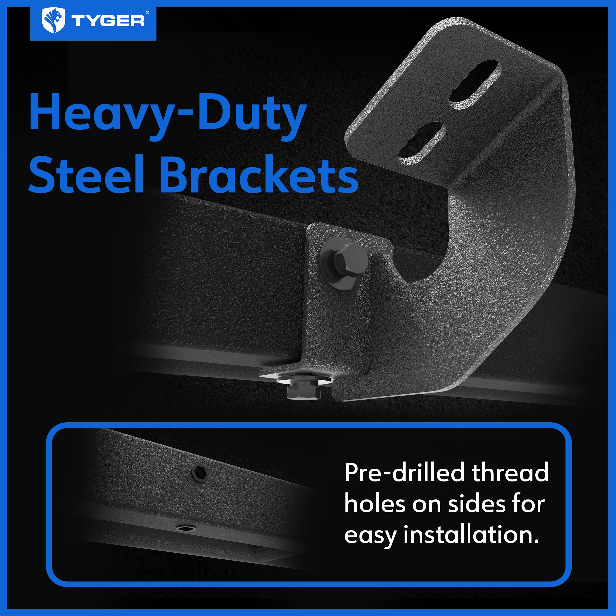 Tyger Auto Trax Side Steps | Compatible with 2005-2023 Toyota Tacoma | Double Cab | TG-TX7T29958 | Textured Black Drop Step Rail Running Board