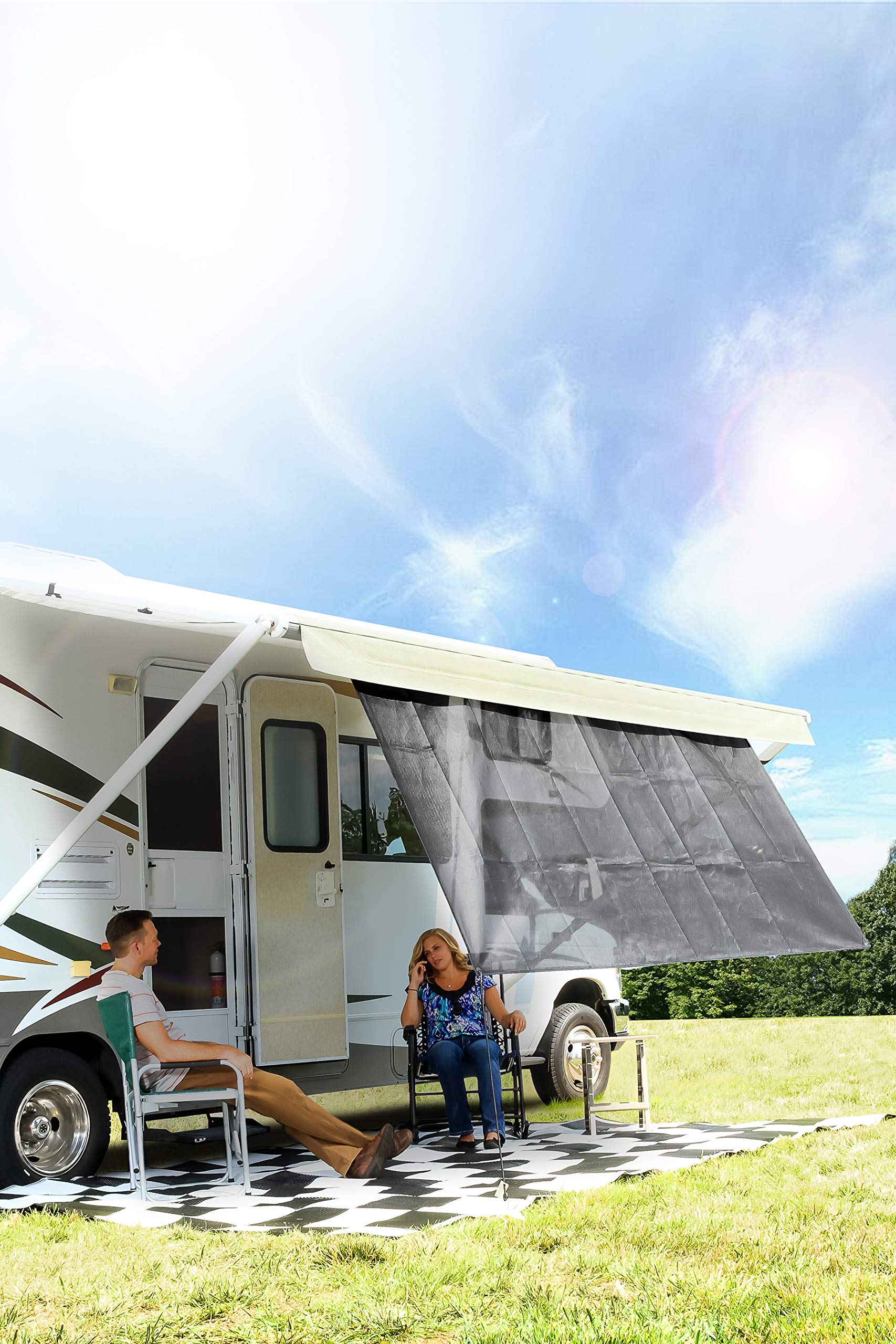 Black Camco 51451 54" x 120" RV Awning Shade