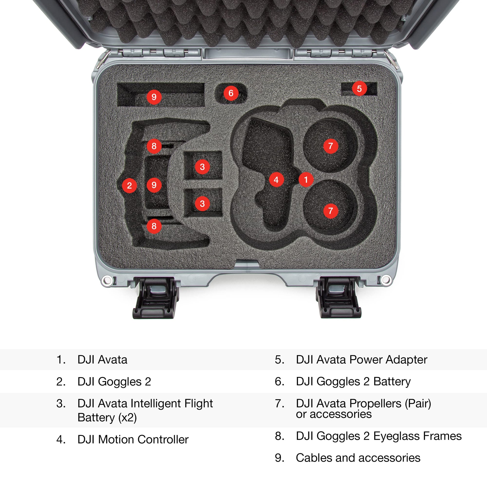 Waterproof Nanuk 915 Hard Case with Foam Insert for DJI Avata FPV Unit, Goggles and Controller - Silver (915S-080SV-0A0-C0778)