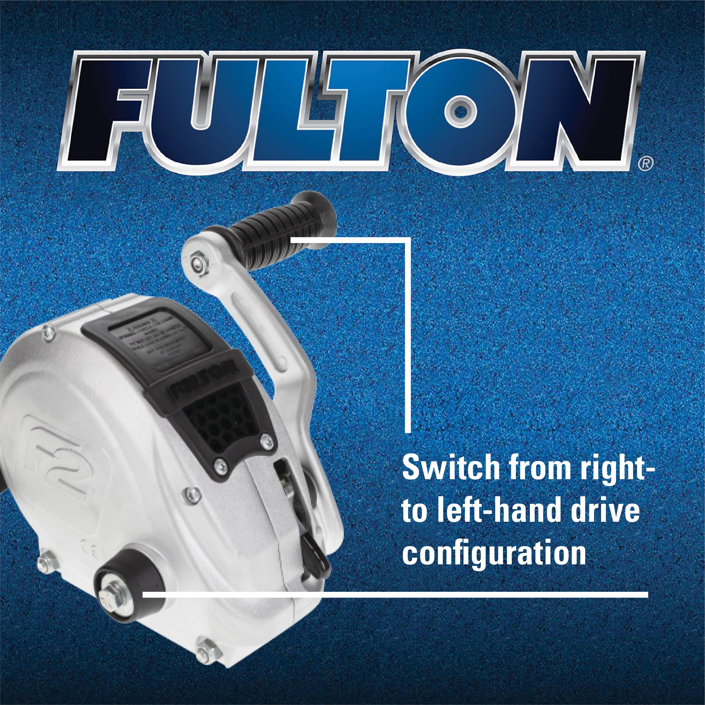 Fulton F2 Boat Trailer Winch with 20 Foot Winch Strap with Hook, Single-Speed Hand Crank Winch, 1,600 lbs. Capacity, Dual Gear Drum System