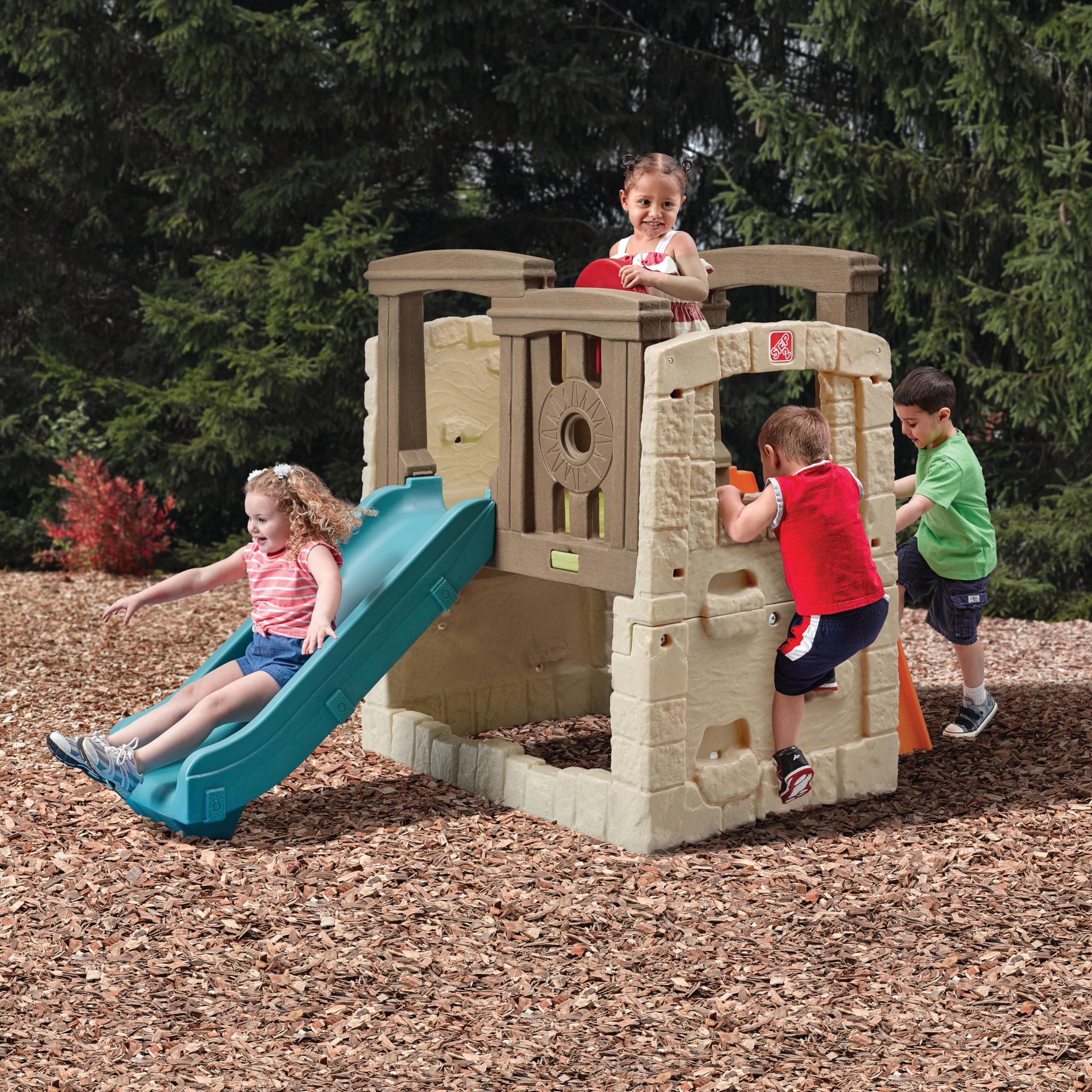 Step2 II Woodland Climber Kids Playset, Ages 2 –6 Years Old, Toddler Slide and Climbing Wall, Outdoor Playground for Backyard, Sturdy Plastic Frame, Easy Set Up