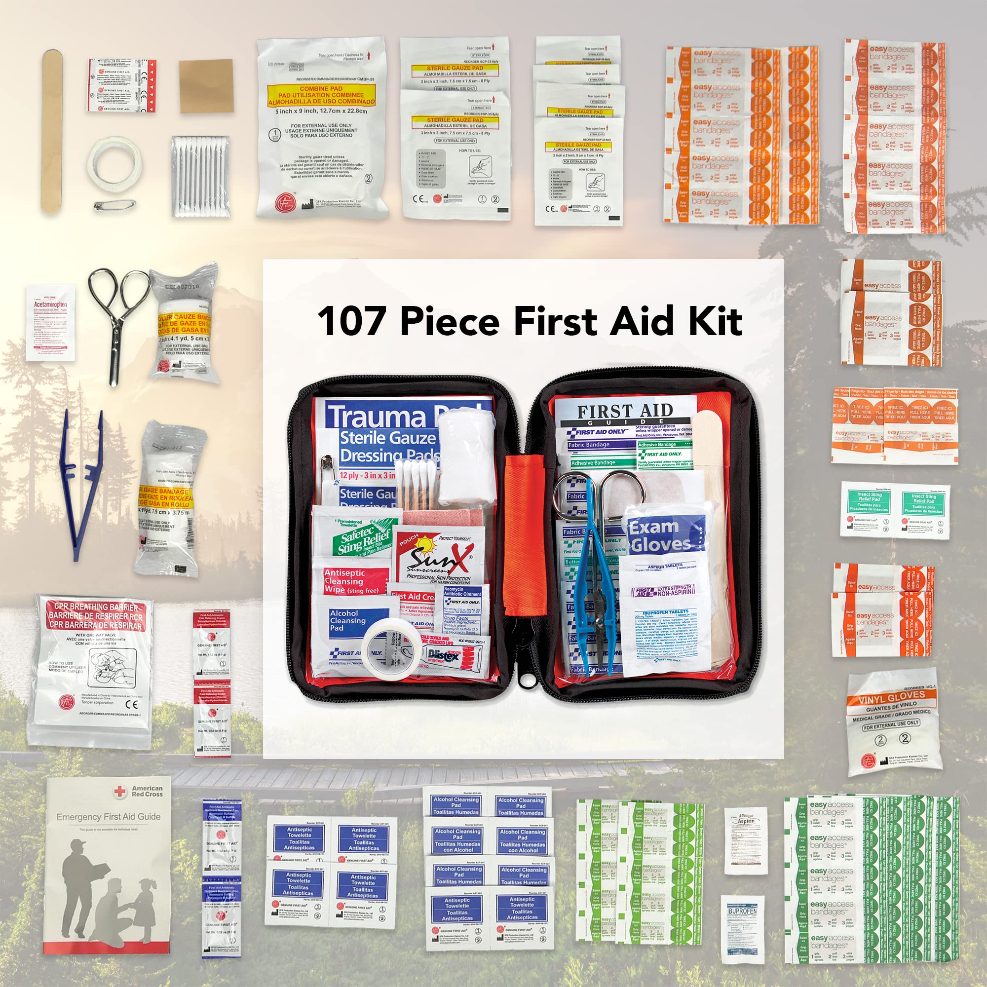 Ready America Outdoor First Aid Kit, 107 Piece, 74002