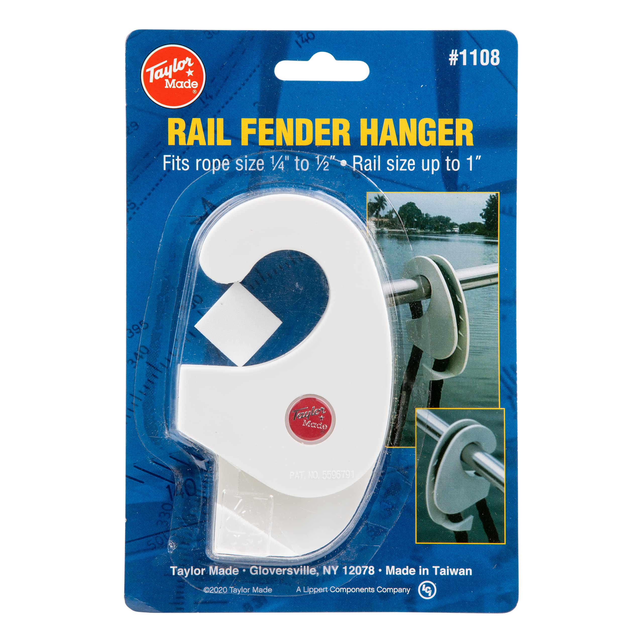 Boat Fender Hanger Taylor Made Products 1108 (Clip Rail Mount, Up to 1-Inch Rails), White