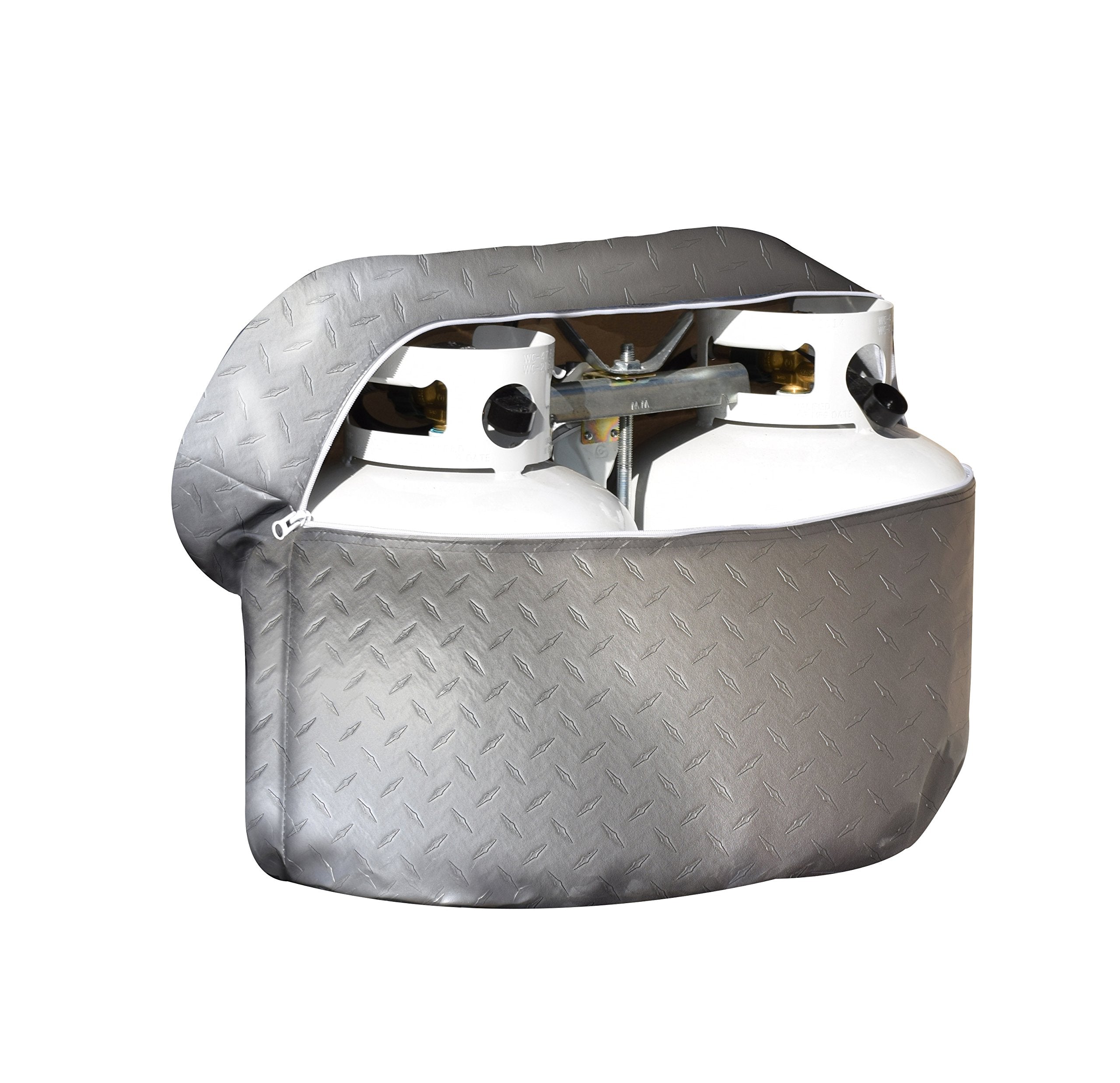 ADCO Silver Double 20 Diamond Plated Steel Vinyl Propane Tank Cover 2712