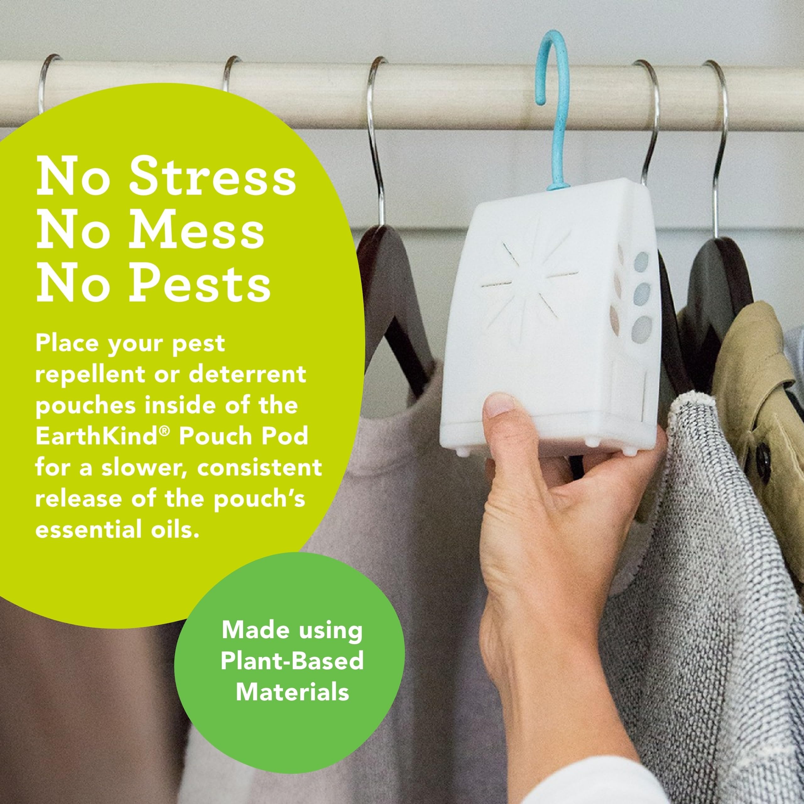 Pouch Pod EarthKind - Protective Holder for Stay Away Pest Repellent Pouches - Holder Extends Pouch Life up to 3X for Pantries, Closets & More