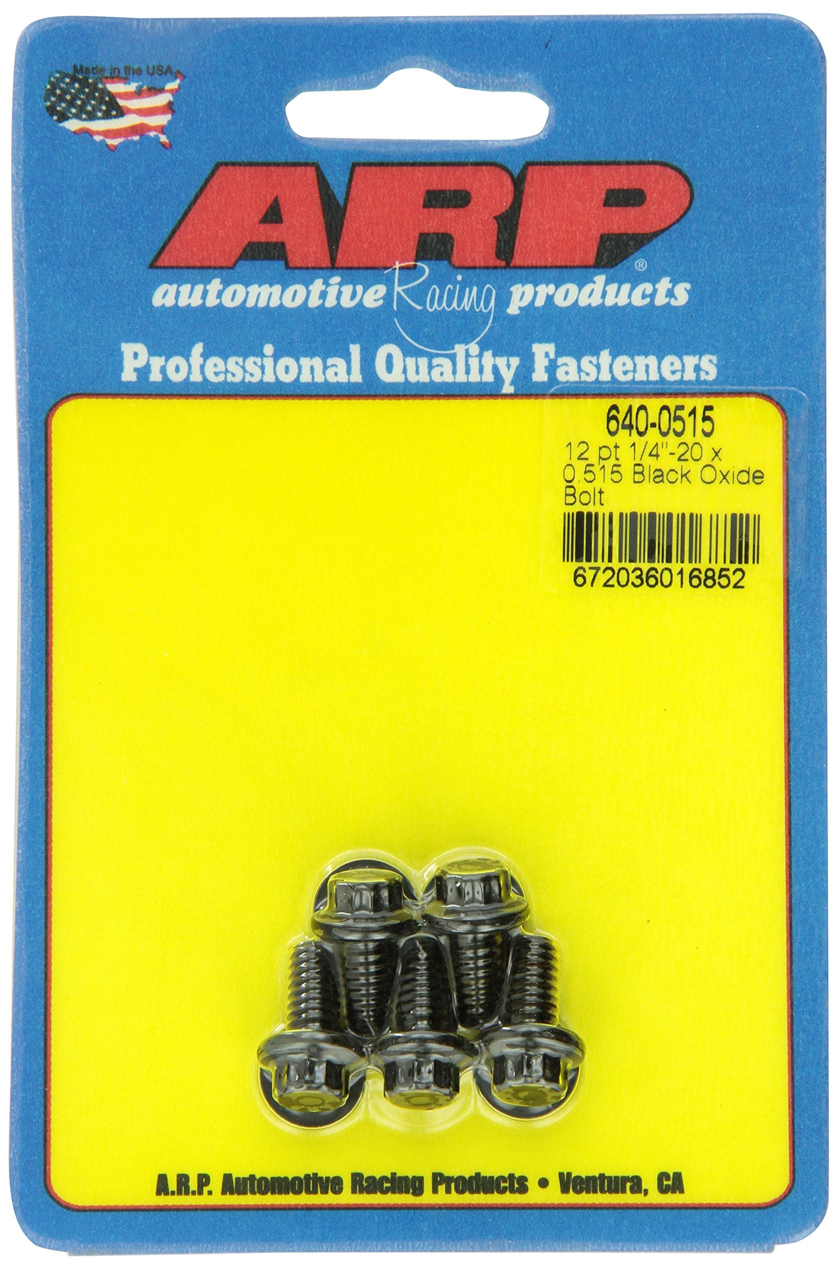 ARP 640-0515 12-Point Black Oxide Bolt with 5/16" Socket and Washer, 1/4-20" RH Thread (Set of 5)
