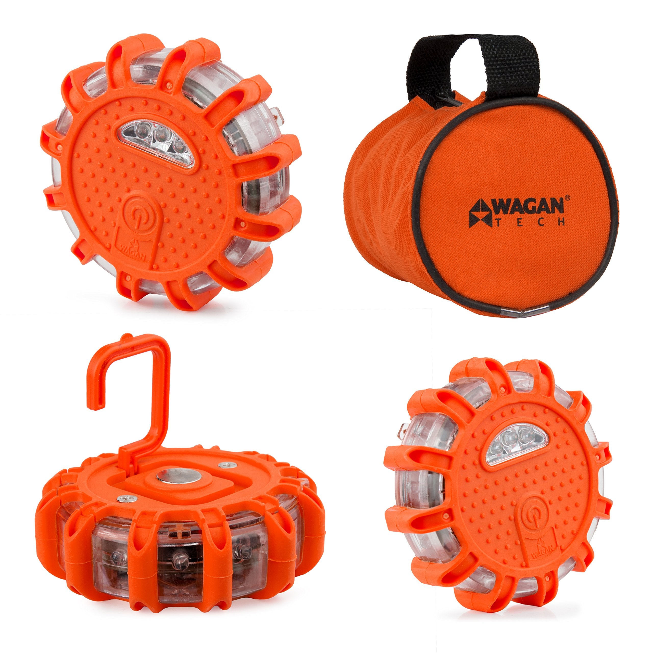 Wagan FRED EL2639-3 Flashing Roadside Emergency Disc LED Flare 9 Flash Modes for Roadside Security, Warning Flashing with Magnet and Hook for Vehicles and Boats