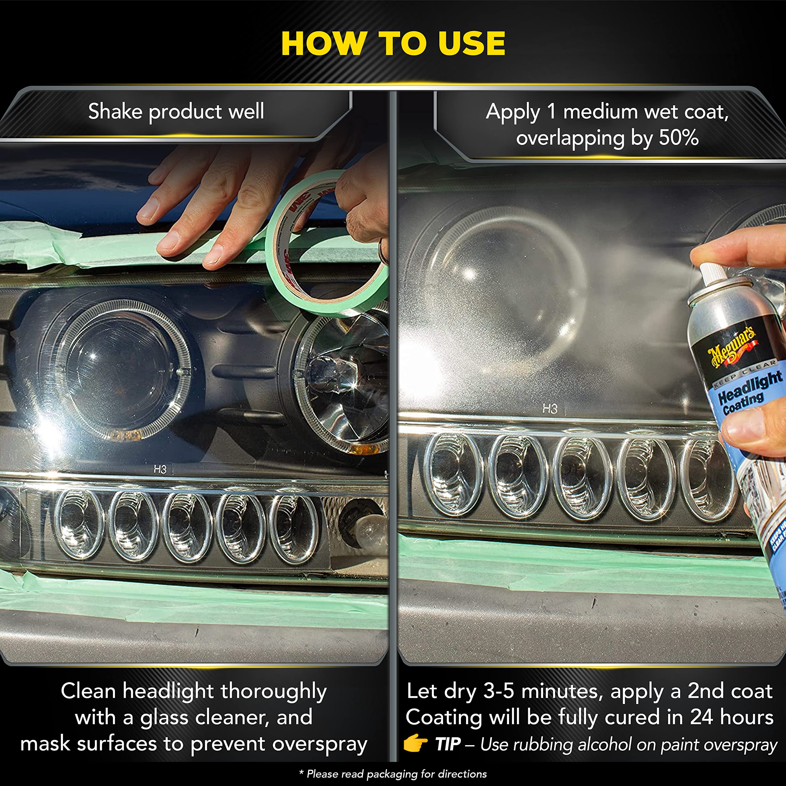 Keep Clear Meguiar's Headlight Coating, Maintain Like-New Clarity of Your Headlights with an Easy-to-Use Formula and UV Protection that Lasts All Year Long, 4 Ounce Aerosol