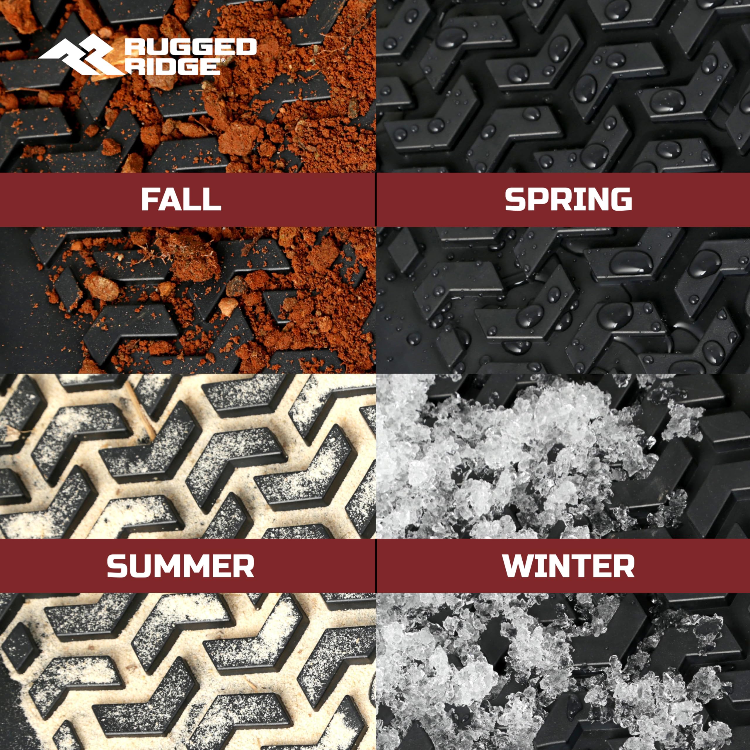 Rugged Ridge Universal Fit Rear Floor Liners | All-Terrain, Black | 82950.01 | Universal Fit