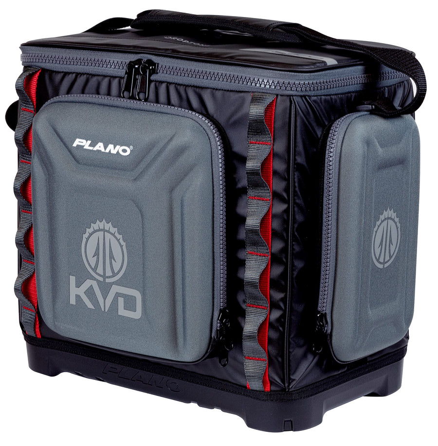 Plano 3700 KVD Signature Series Tackle Bag, Black with Red Accents, Water-Resistant TPE Coated Fabric, Premium Customizable Fishing Storage, Soft Tackle Bag