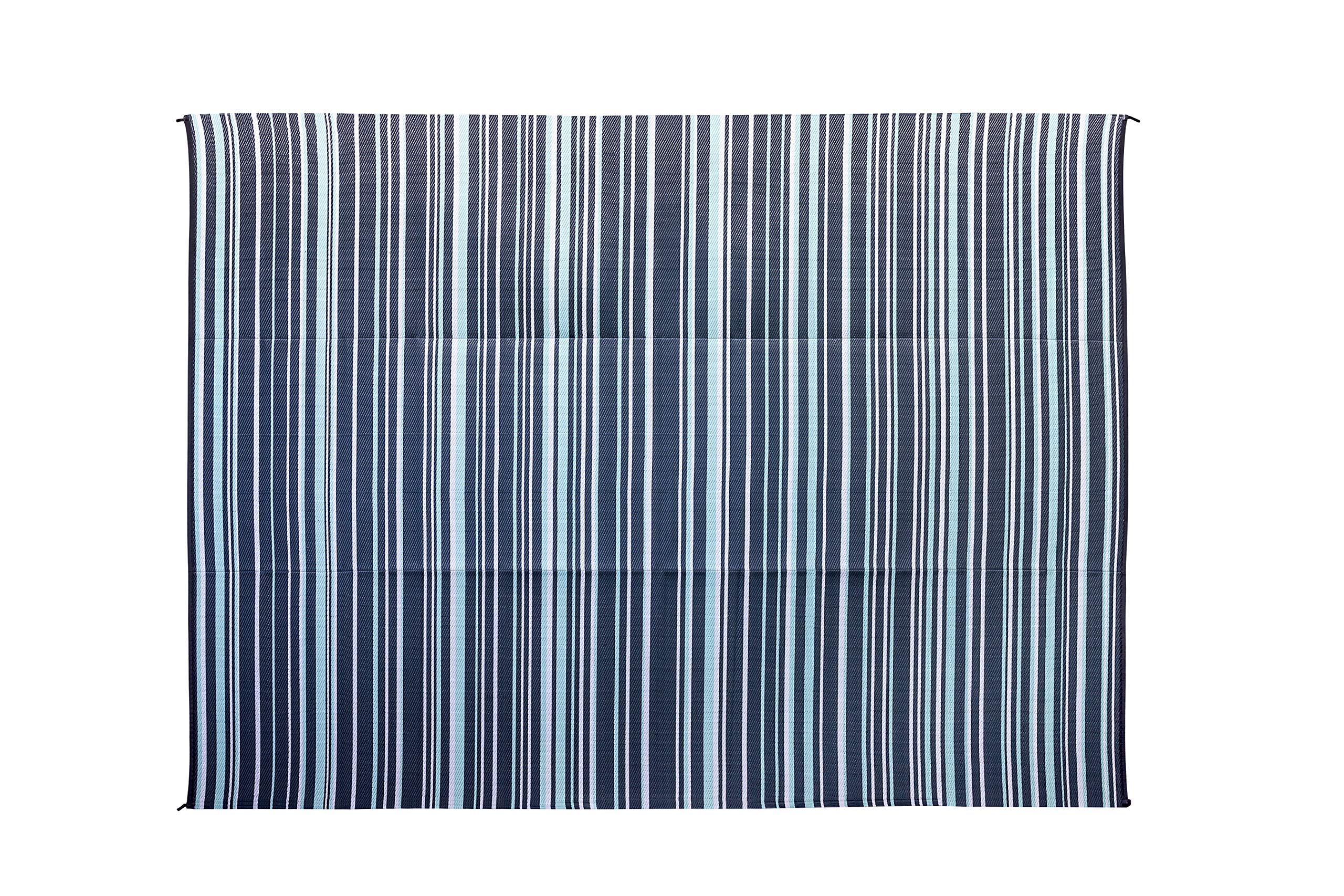 Camco Reversible Large Outdoor Patio Mat, Easy to Clean, Perfect for Picnics, Cookouts, Camping, and The Beach (9' x 12', Green and White Striped Design) (42864)