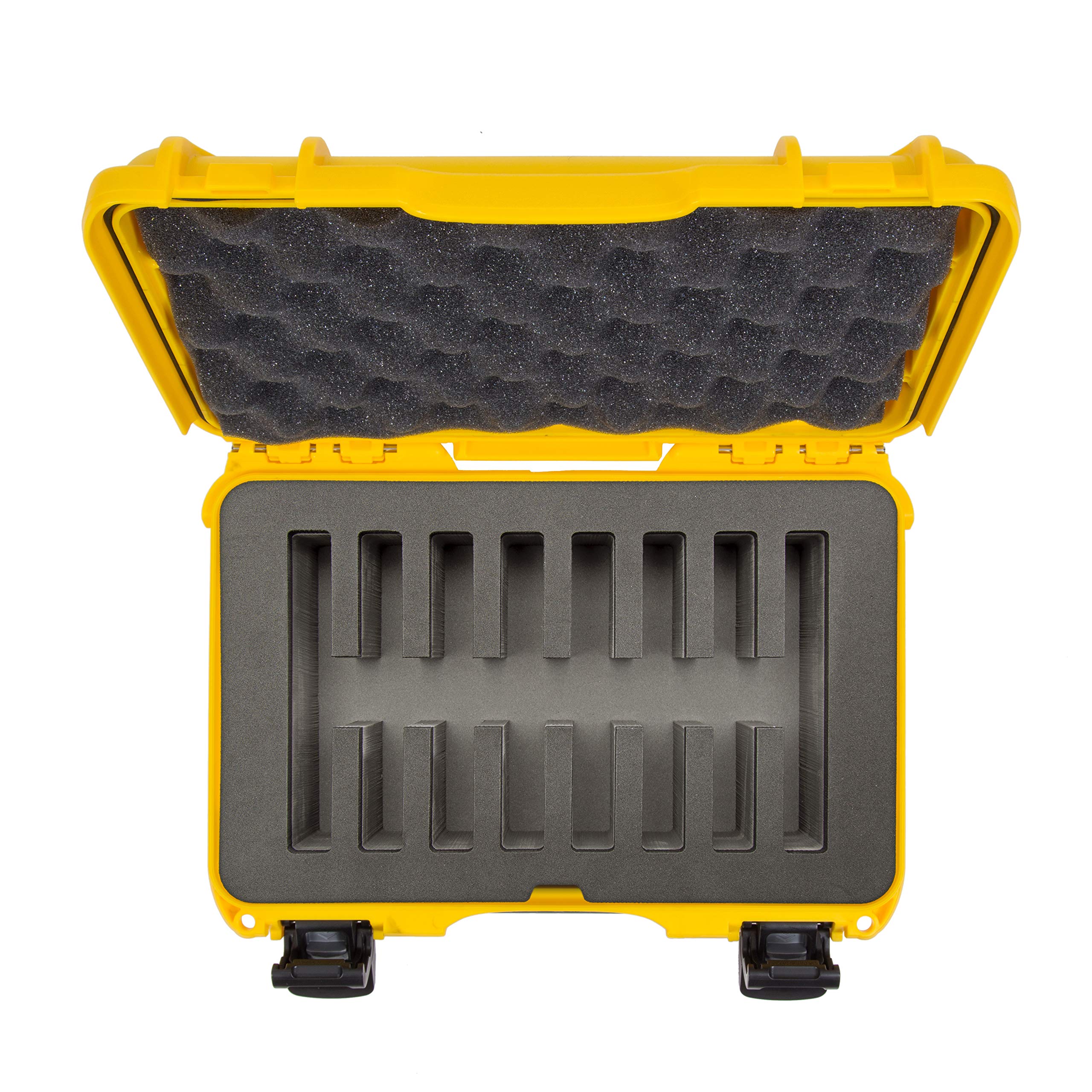 Waterproof Nanuk 909 Hard Case with Custom Foam Insert for 8 Pocket Knives, Yellow