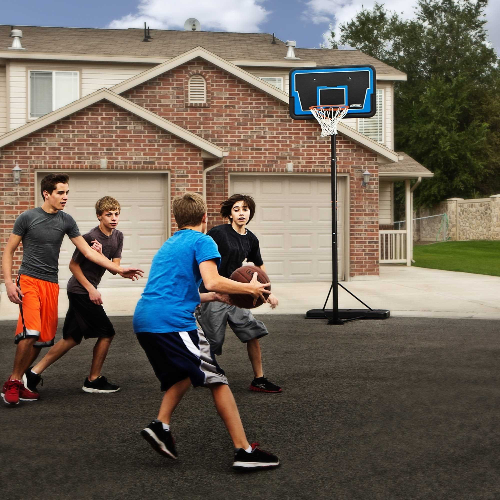 1268 Lifetime Streamline Impact Portable Basketball System, 44 Inch Backboard, Black