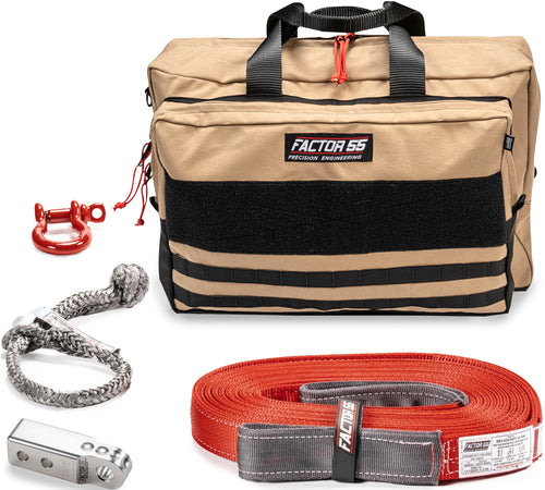 Owyhee Factor 55 Tow and Recovery Kit for Trucks, Jeeps, and SUVs, with Silver Hitchlink and Large Bag