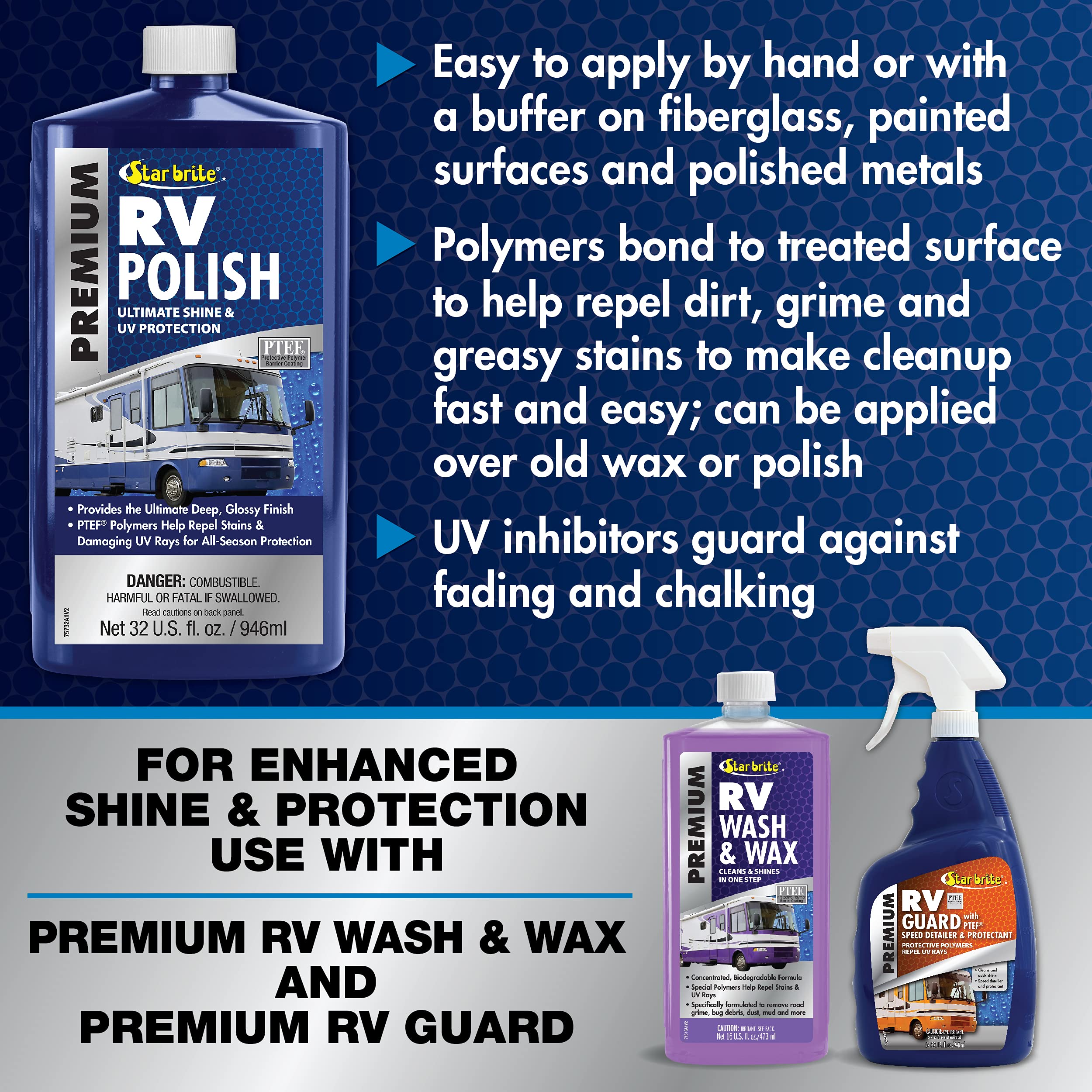 Premium STAR BRITE RV Polish - Ultimate Protection for Fiberglass, Painted Surfaces & Metals 32 OZ (075732PW)