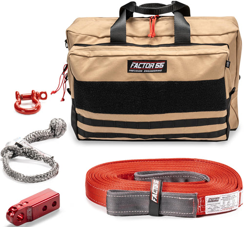 Owyhee Factor 55 Tow and Recovery Kit for Trucks, Jeeps, and SUVs, with Red Hitchlink and Large Bag