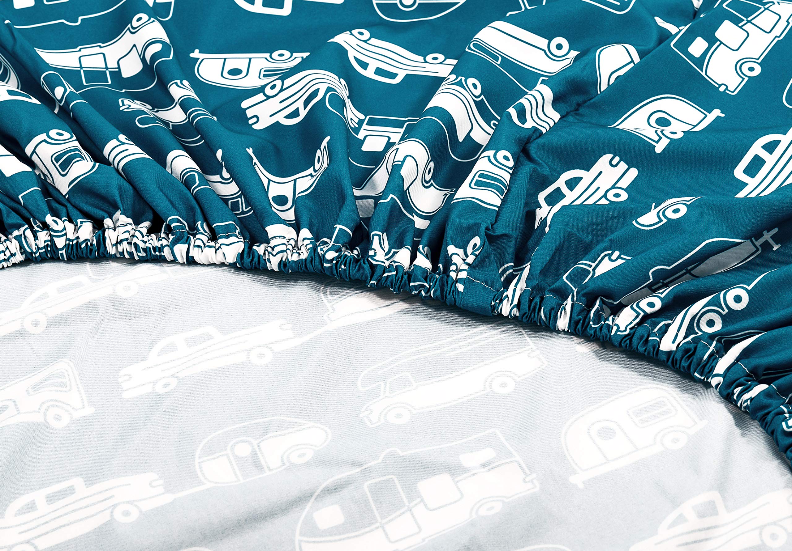 Queen-Size Bed Sheets Camco Life is Better at The Campsite | Set Includes (1) Fitted, (1) Flat Sheet and (2) Pillow Cases | Blue RV Print (53298)