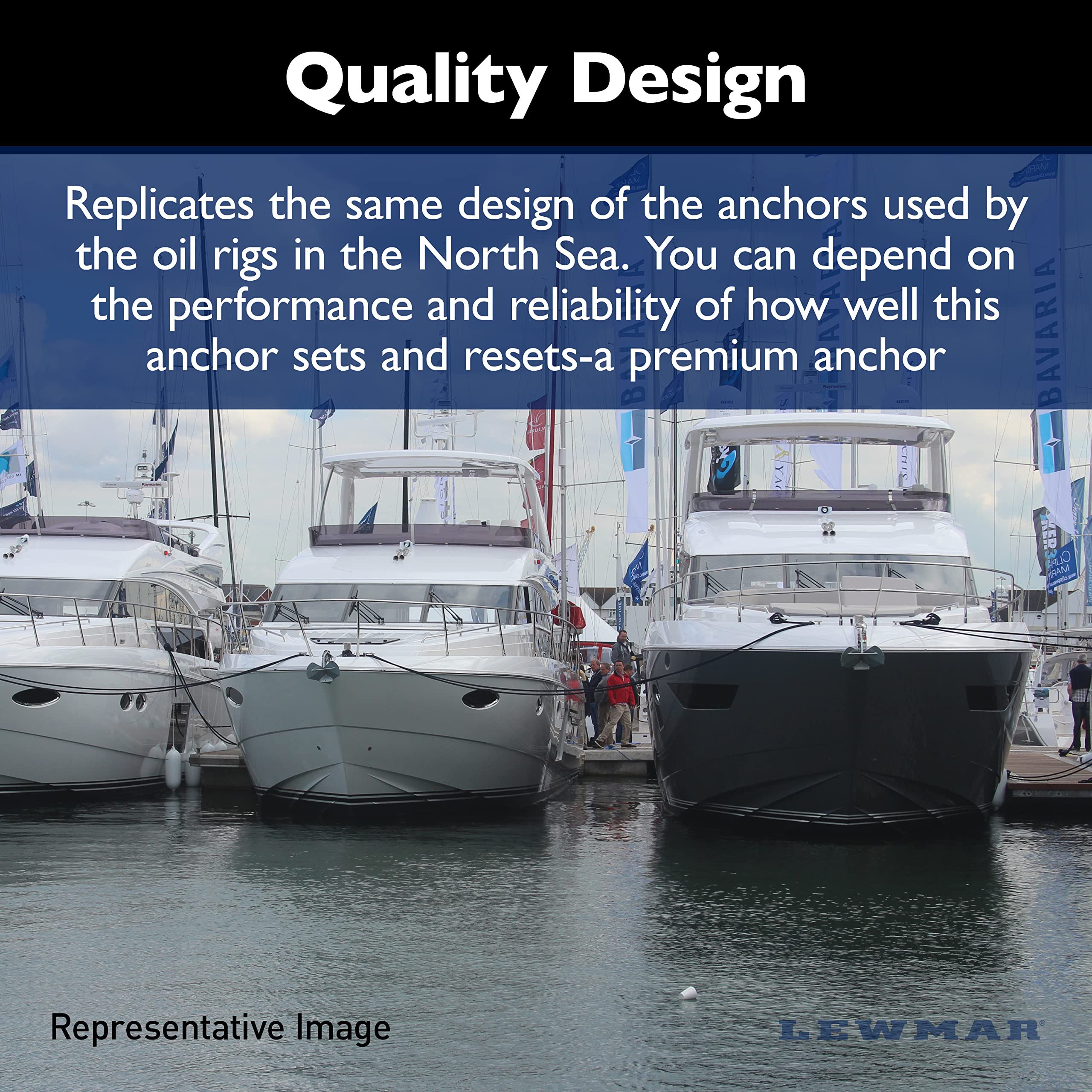 Lewmar Claw Anchor Galvanized Steel 11 lbs. for Boats 21'-27', Bruce-Style Claw for Quick Setting, Bow Roller Compatible, Measures 18-1/2" L x 12-3/16" W x 9-1/16" H - 2020202243