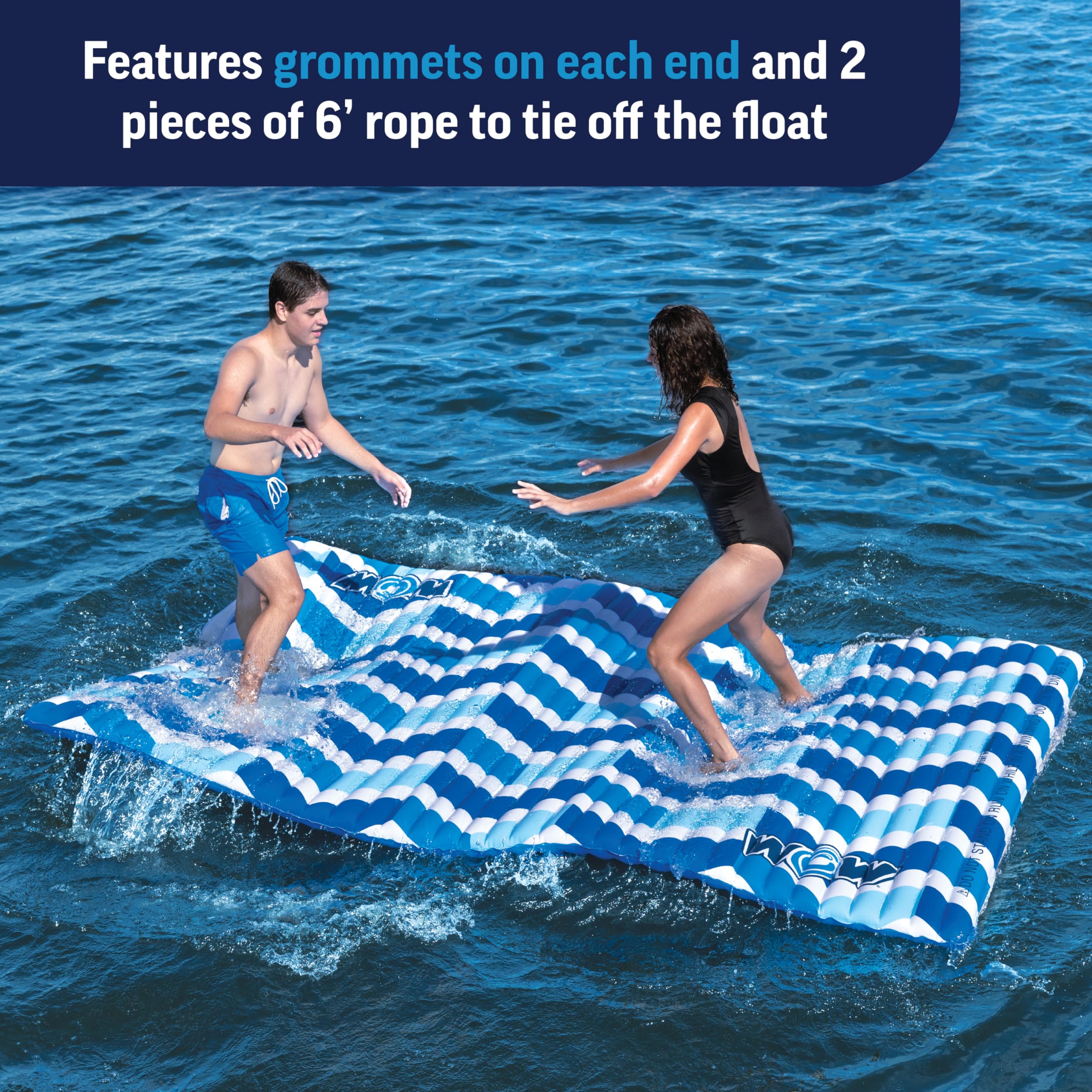 Inflatable Water Mat - WOW Sports Pool Float Water Walkway - Fun Lake Accessory For Kids & Adults - 10 ft x 6 ft - Attach to Boats