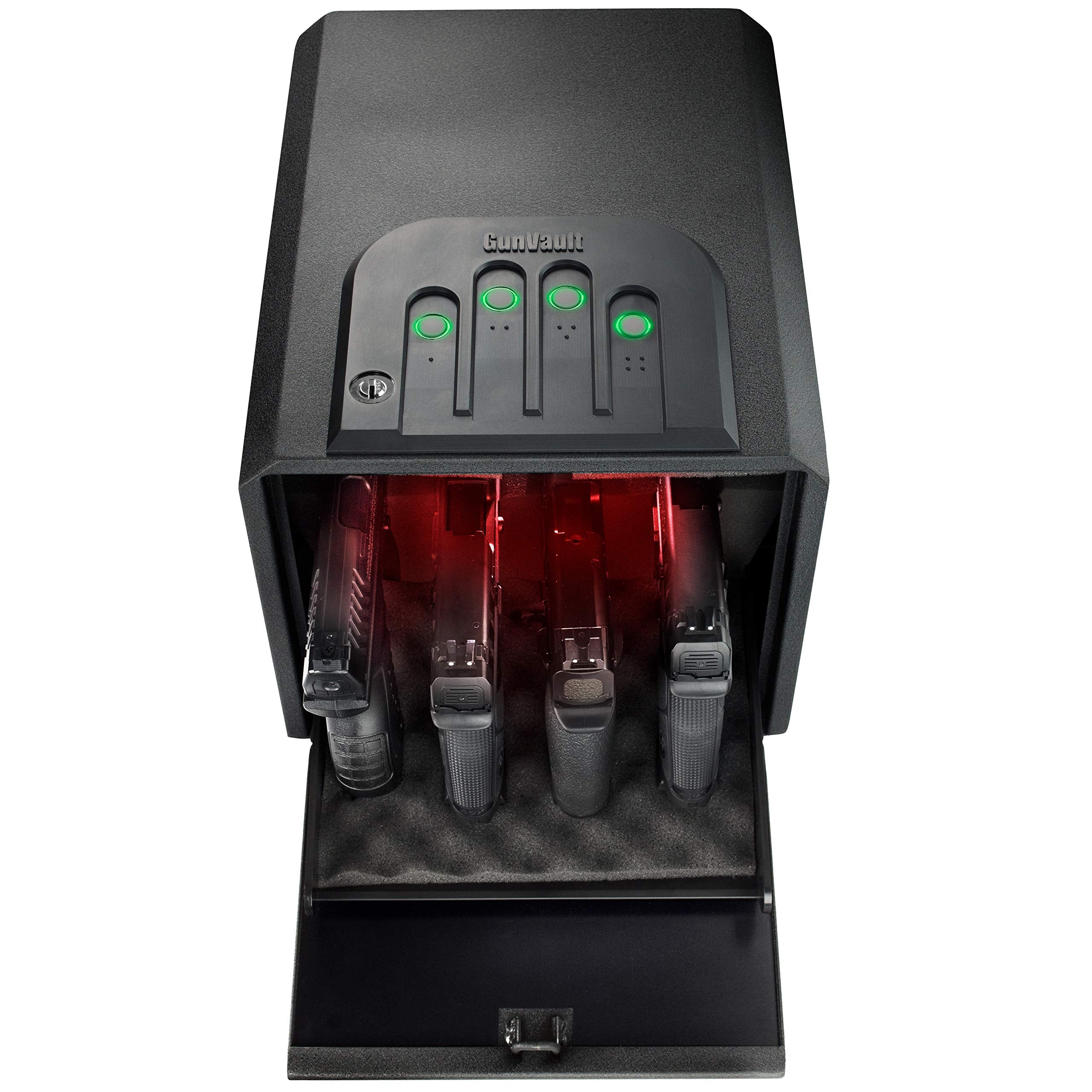 MultiVault GunVault - Quick Access Automatic Slide-Out Handgun Safe with Patented No-Eyes® Keypad (4 Pistol Capacity)